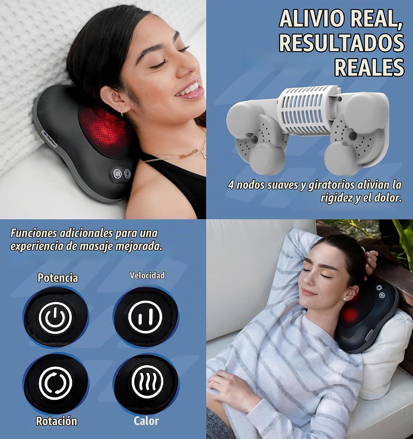 Zyllion ZMA-34 Masajeador de espalda y cuello con calor para alivia...