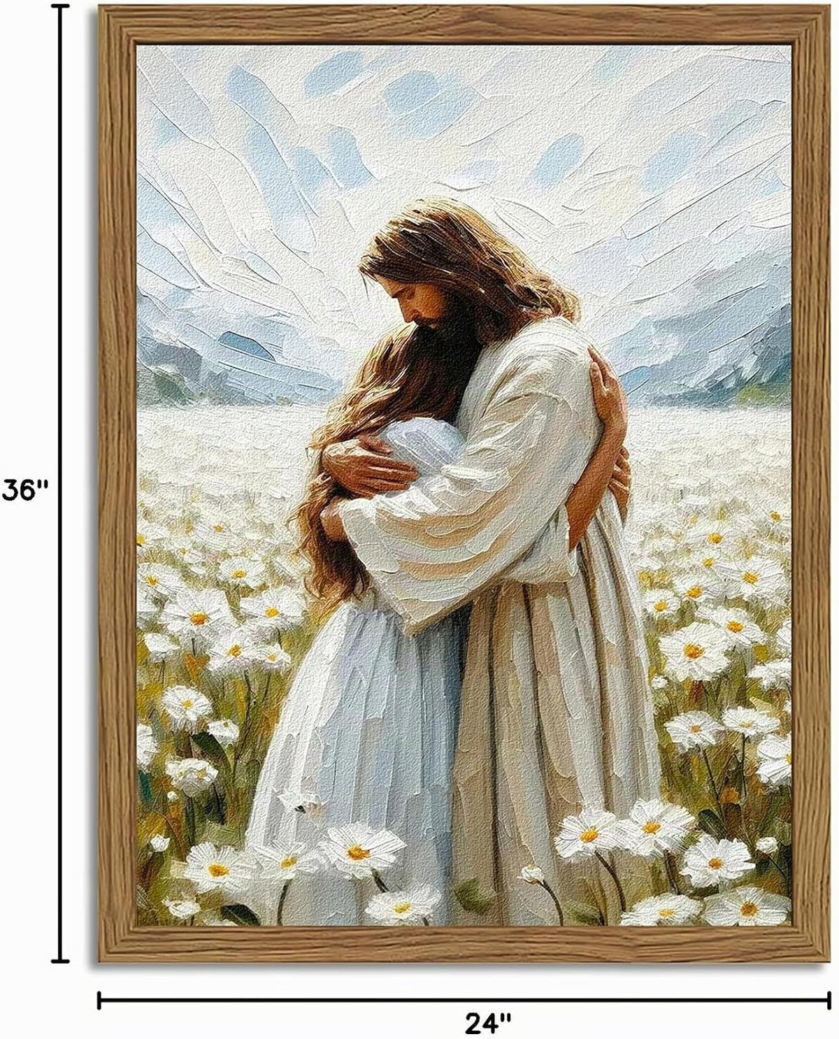 Arte de pared de Jesús abrazando a una mujer, decoración de pared d...