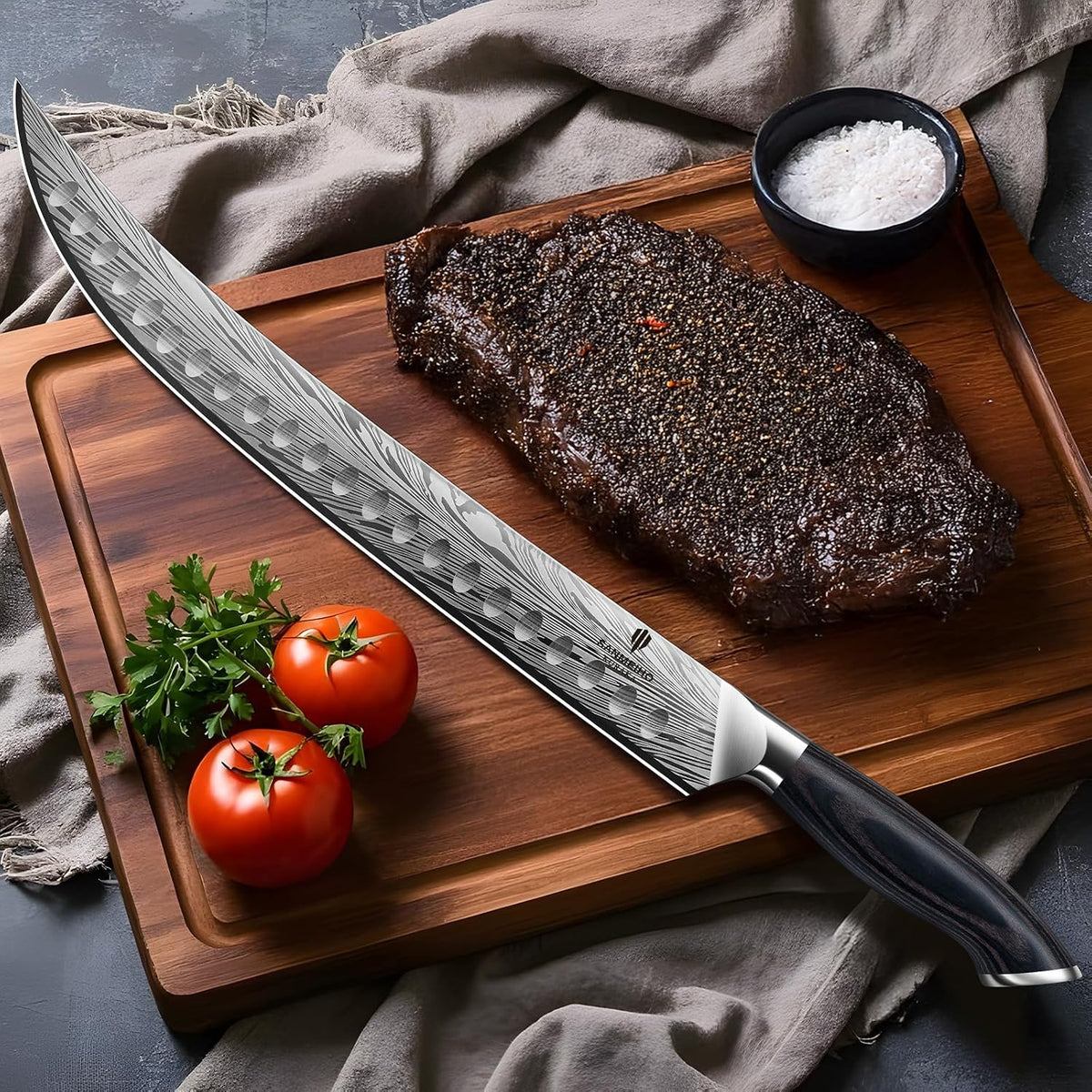 SANMEIHO Cuchillo de carnicero en acero en polvo de alto carbono, c...