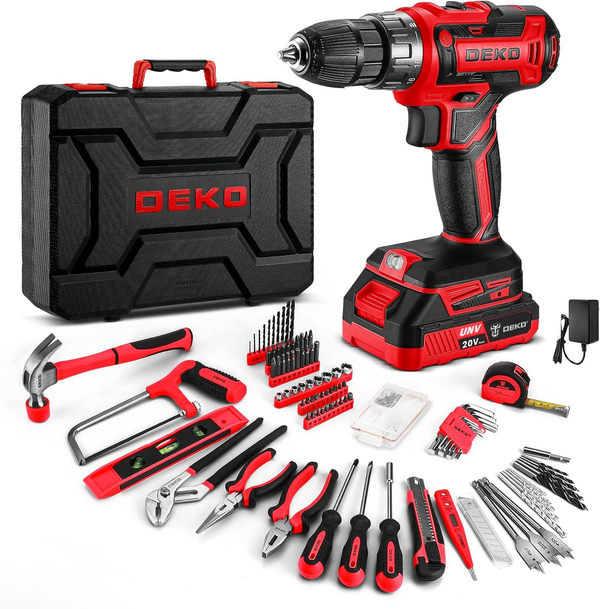 Kit de herramientas de taladro rojo: juego de taladro eléctrico ina...
