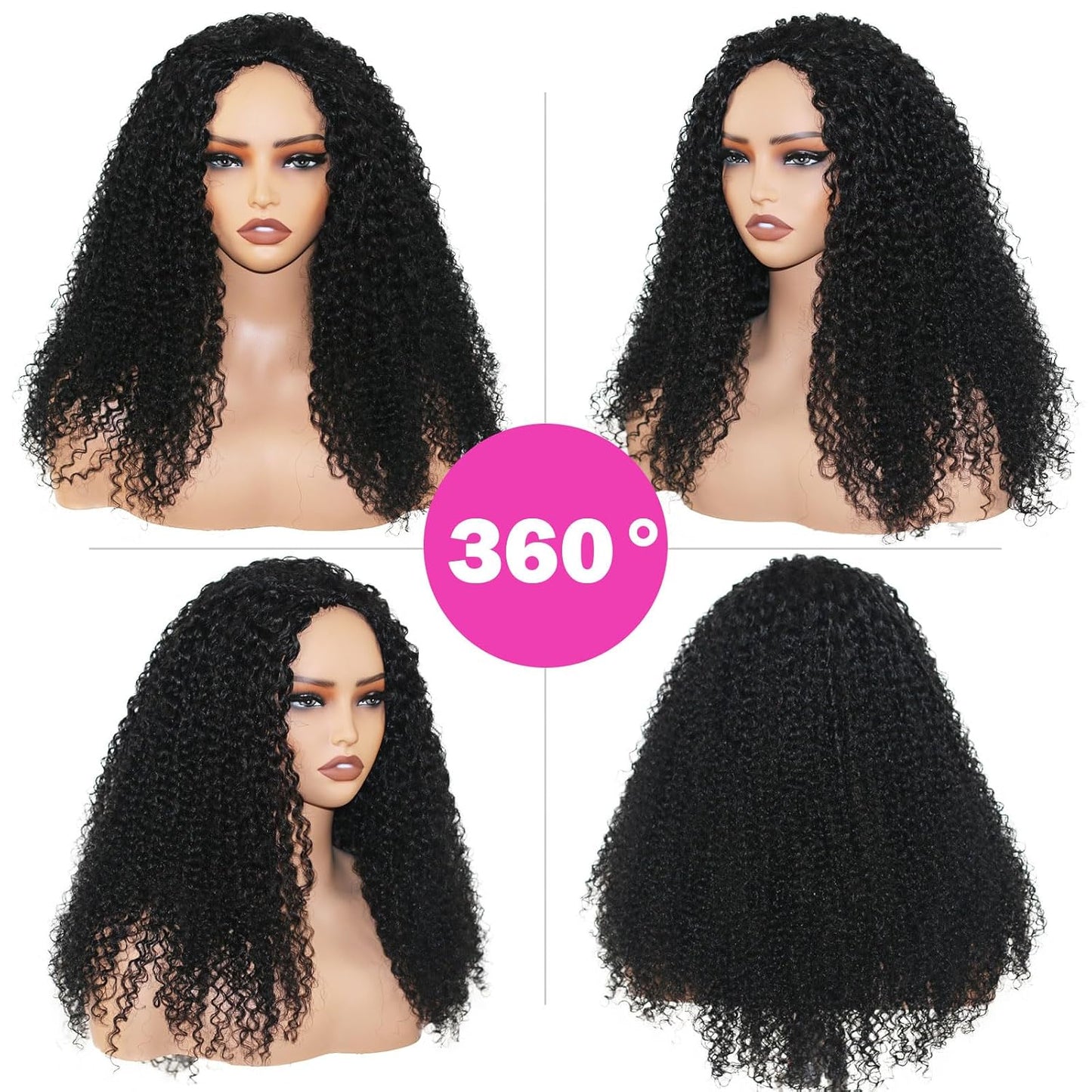 ManeMajesty Peluca rizada rizada con diadema negra natural, 22 pulg...