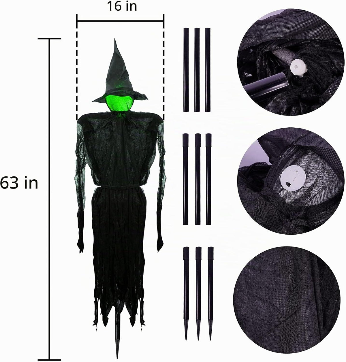 Dazzle Bright Decoraciones de Halloween, juego de 3 brujas de Hallo...