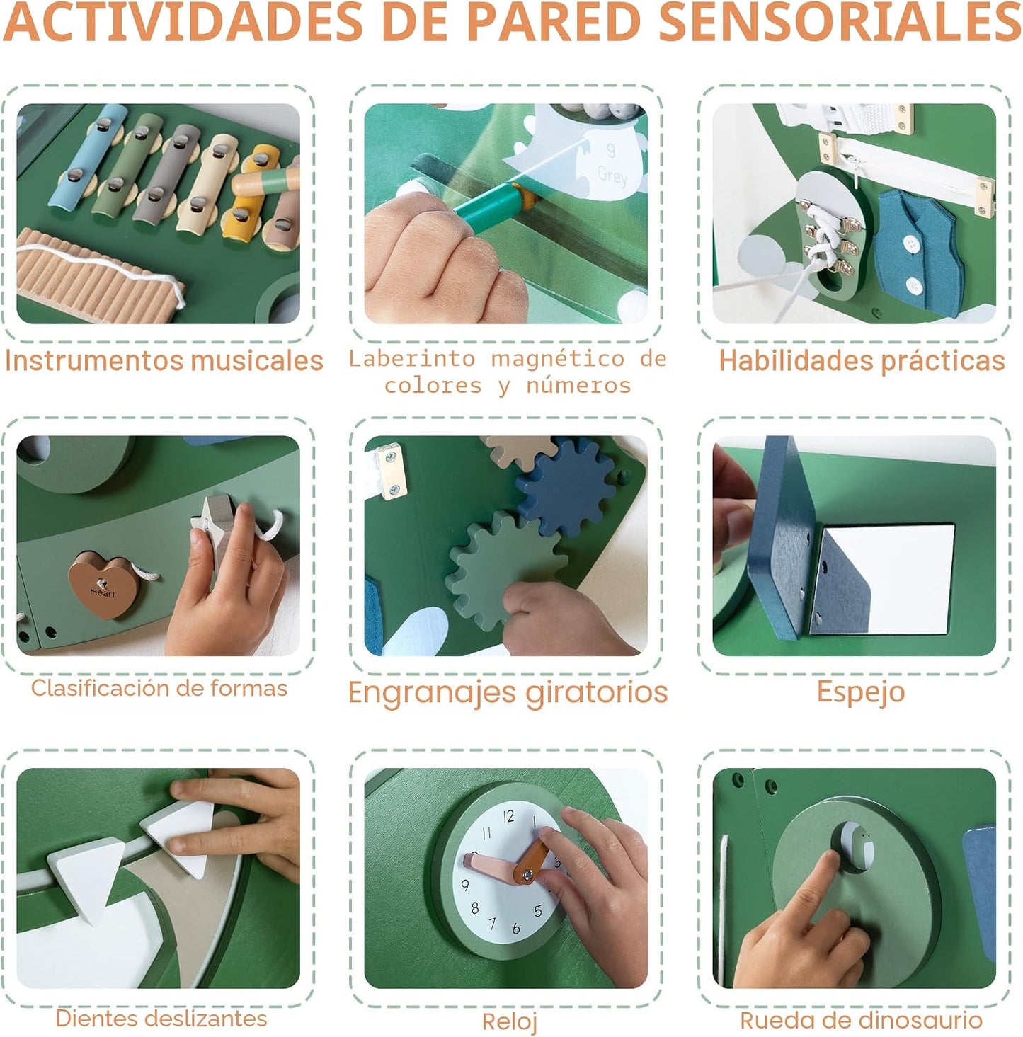 Tablero de actividades de dinosaurio para pared, panel de pared sen...