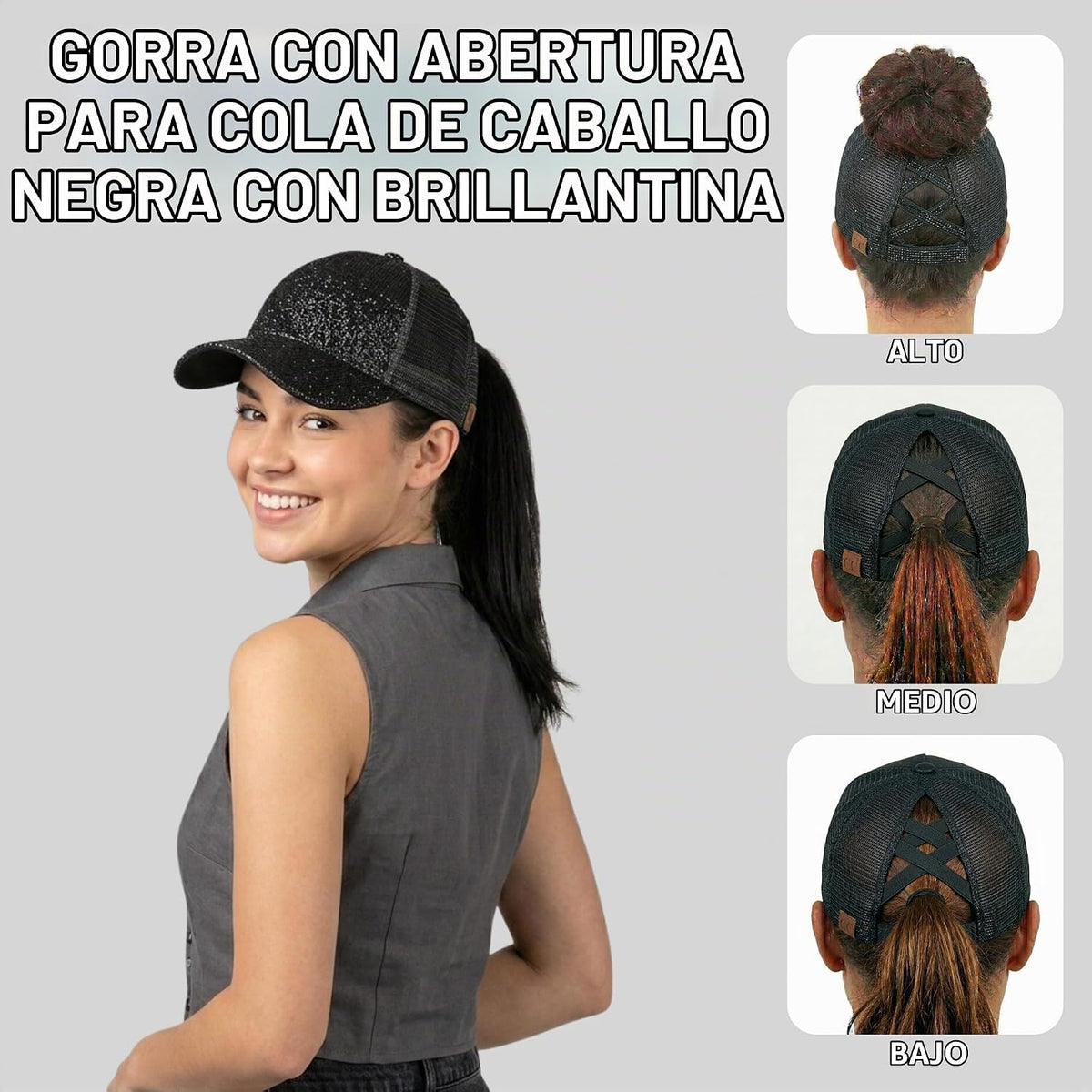 Funky Junque - Sombrero de cola de caballo para mujer, gorra de béi...