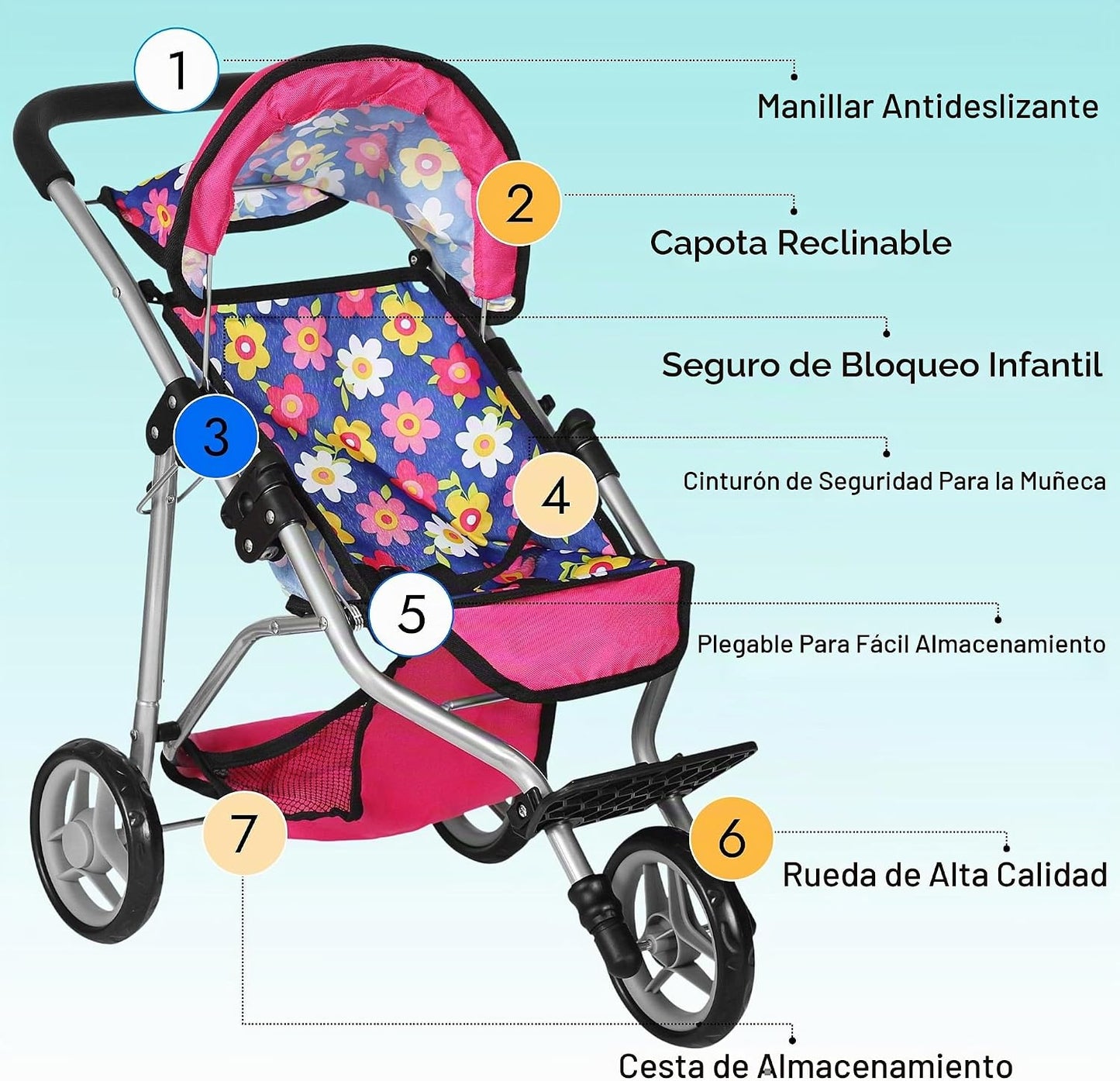 fash n kolor® Cochecito de Muñeca de Bebé de Regalo para Niños, Coc...