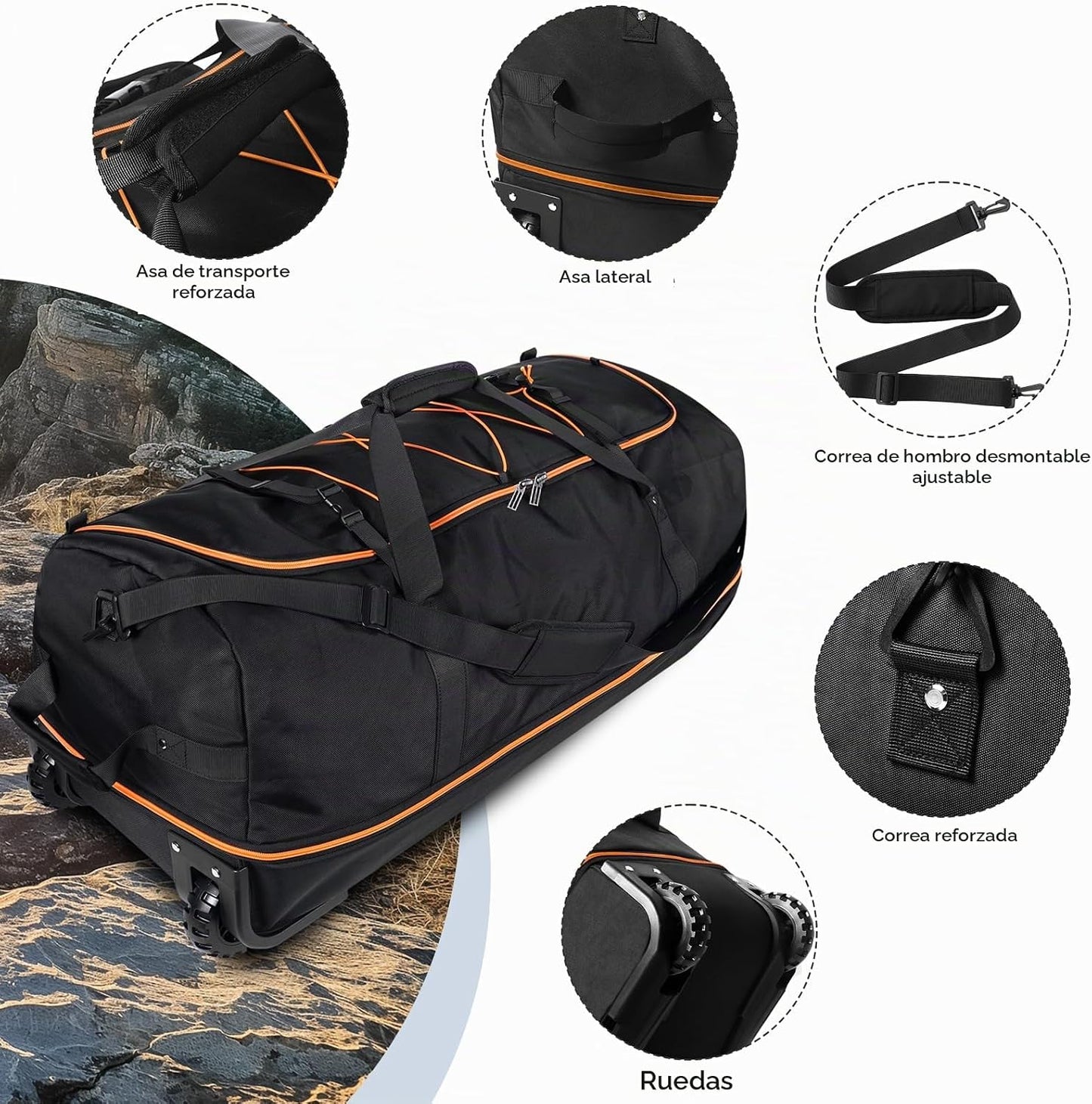 Vrtisa 110L Expandible a 140L Bolso de viaje plegable de 32" co...