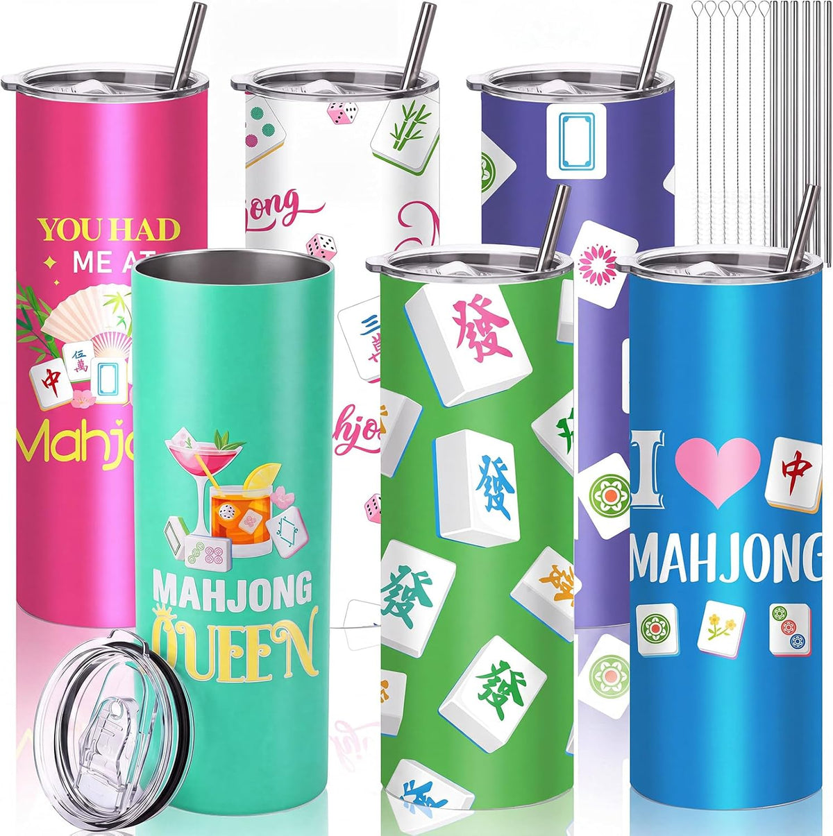Hsei Paquete de 6 vasos Mahjong de 20 onzas, regalos de Mahjong par...
