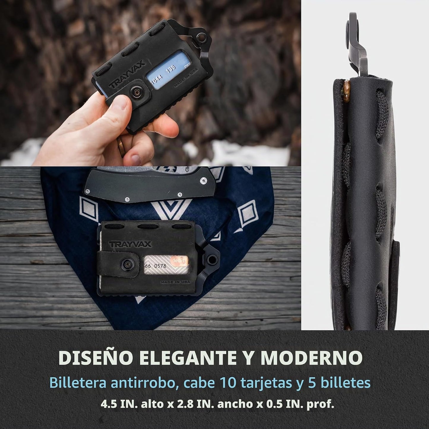 Trayvax Element Wallet, RFID bolsillo frontal para tarjetas de créd...
