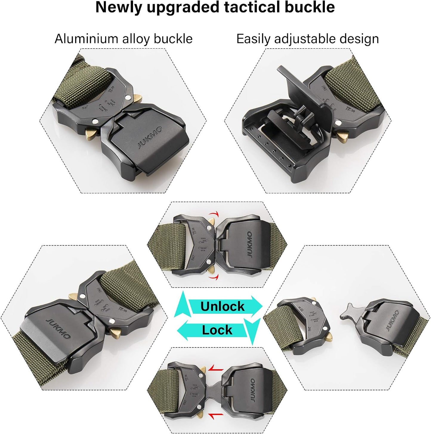 JUKMO Cinturón táctico, aparejador militar de senderismo de 1.5 pul...