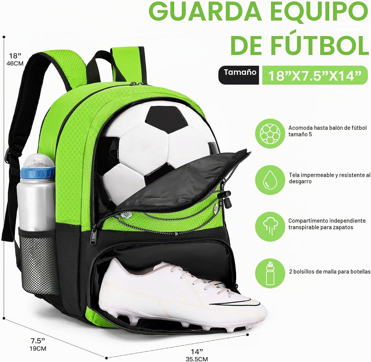Hsmihair - Mochila de fútbol juvenil - Mochila para fútbol y balonc...