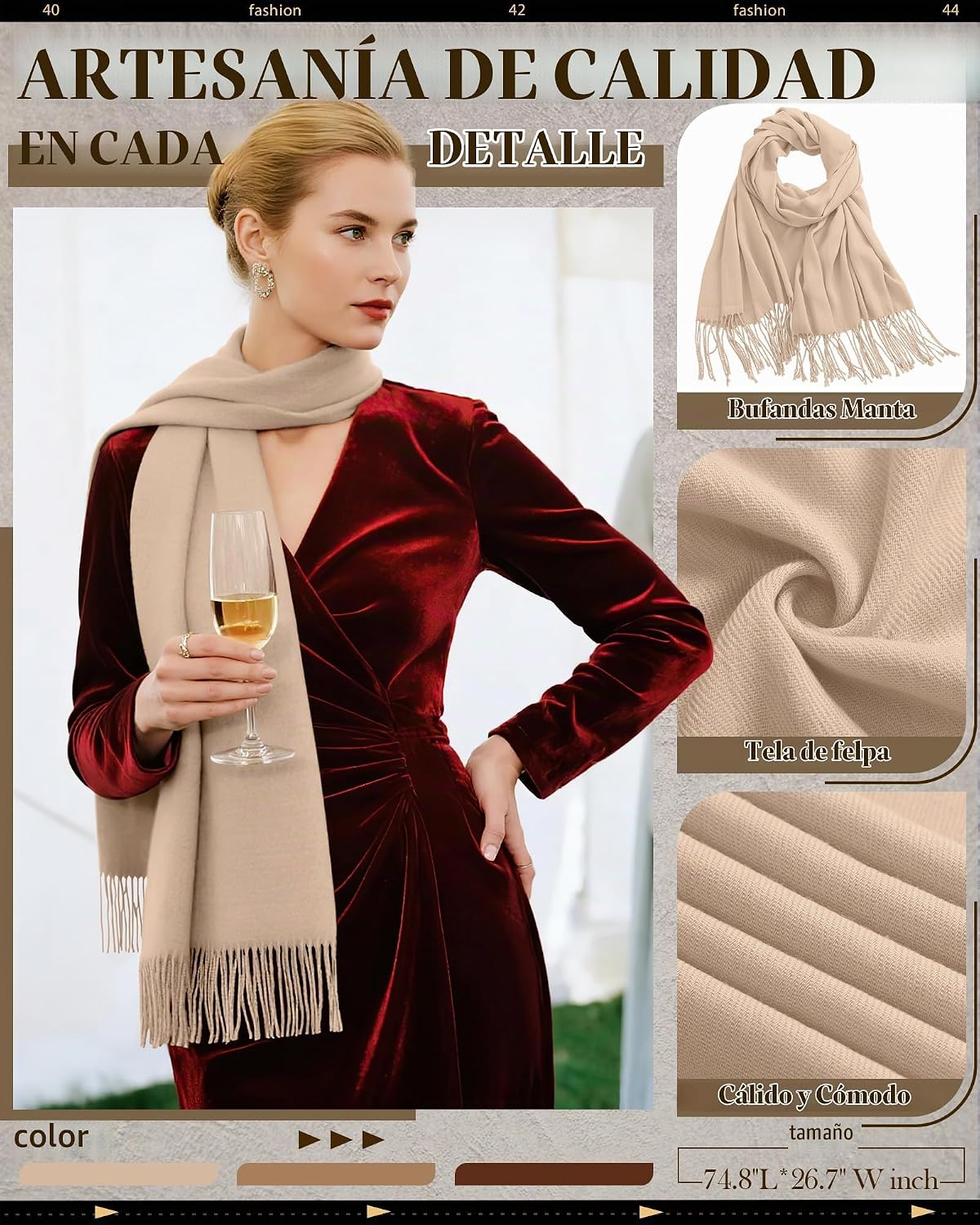 Oakgarden Paquete de 3 bufandas de invierno para mujer, bufandas cá...