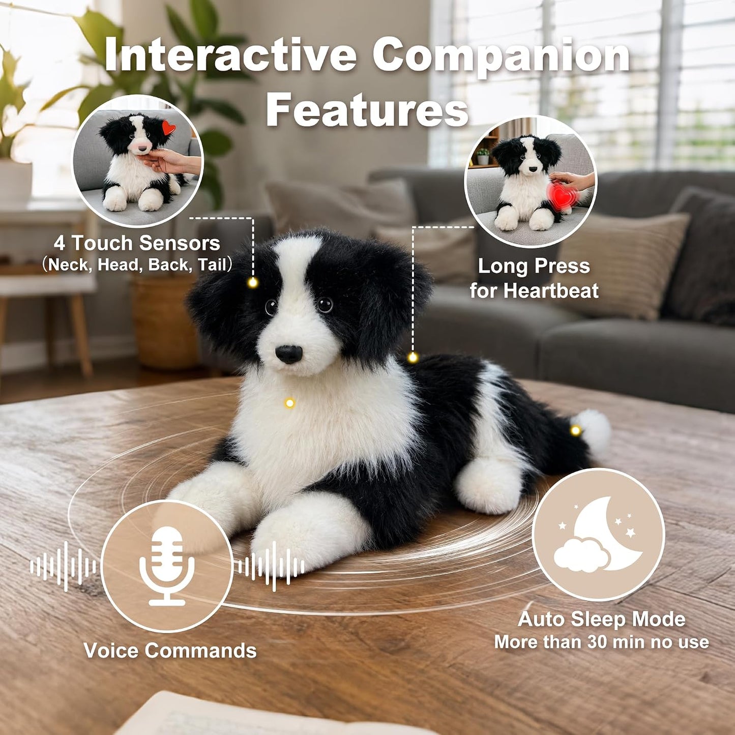 Chongker Perro robot de compañía interactivo, animales de peluche c...
