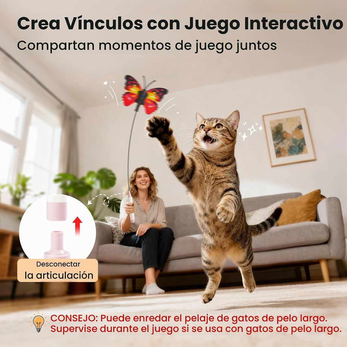 Potaroma Varita de juguete interactiva con mariposa giratoria \u201...
