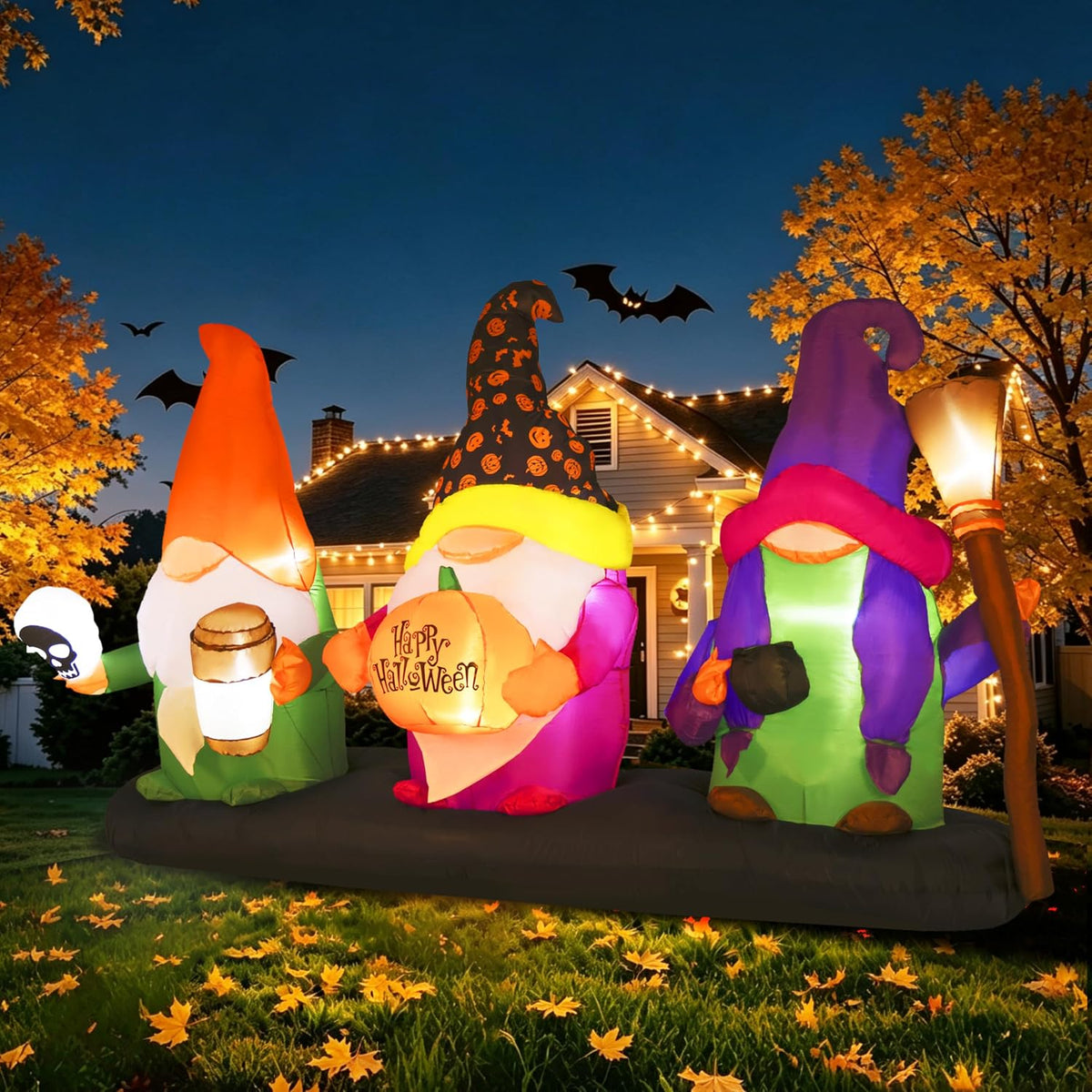 GIFTFIND Decoración inflable de 3 magos para Halloween de 9.4 pies...