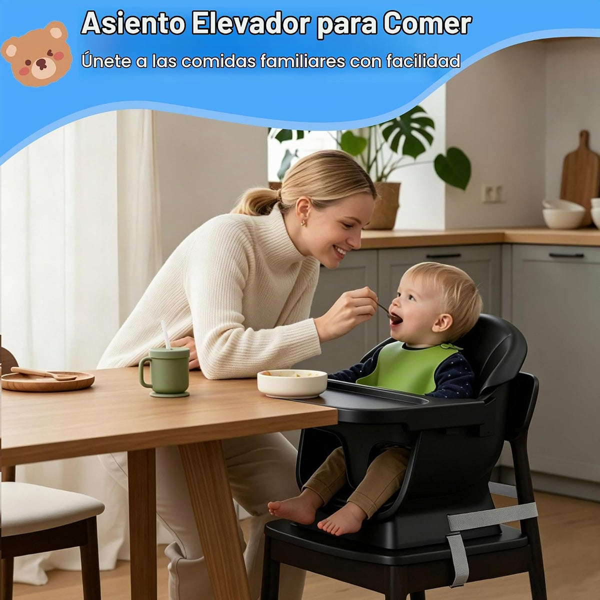 Silla alta 6 en 1 para bebés y niños pequeños, silla alta para bebé...