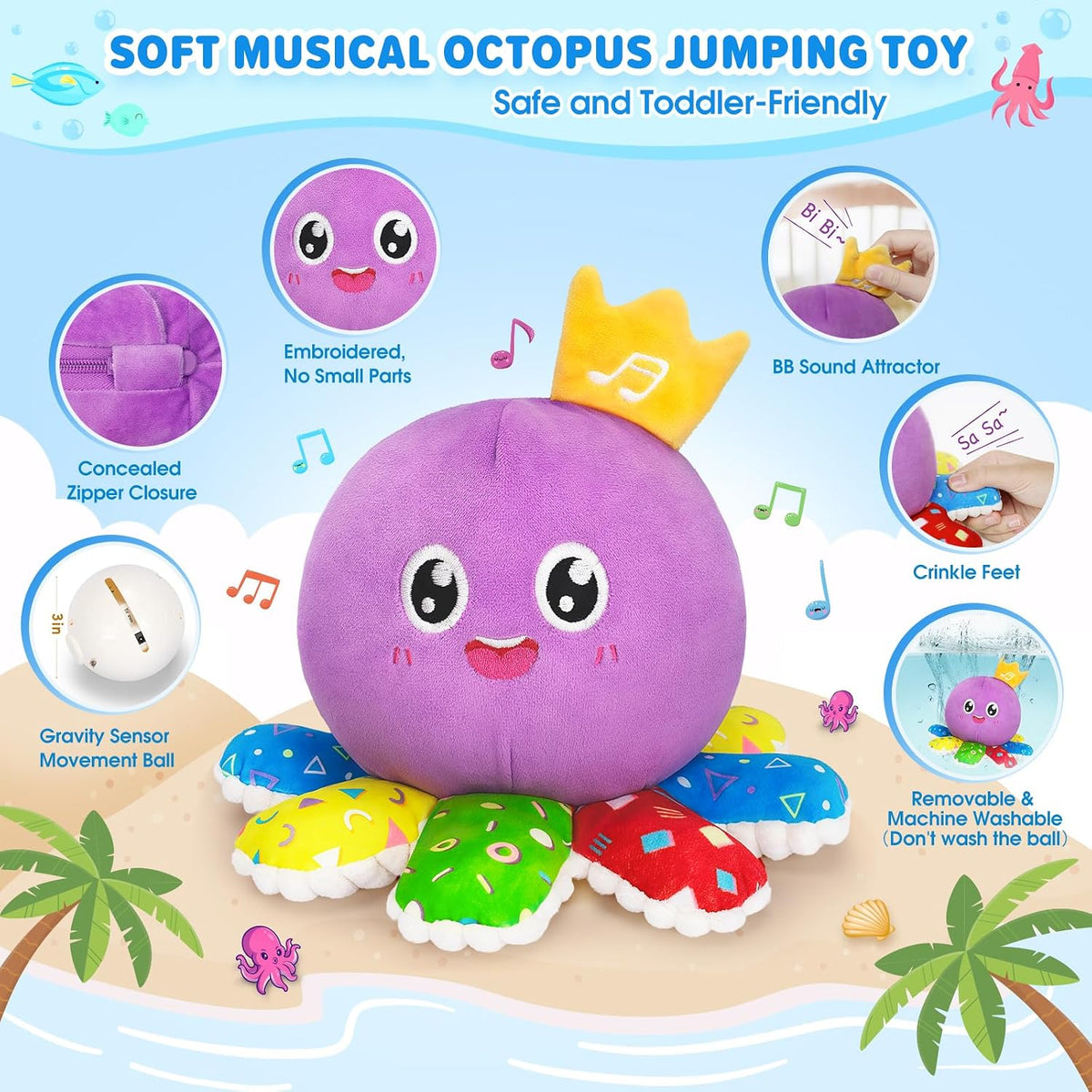 IJIGU Juguetes musicales para bebés de 6-12-18 meses, juguete de pu...