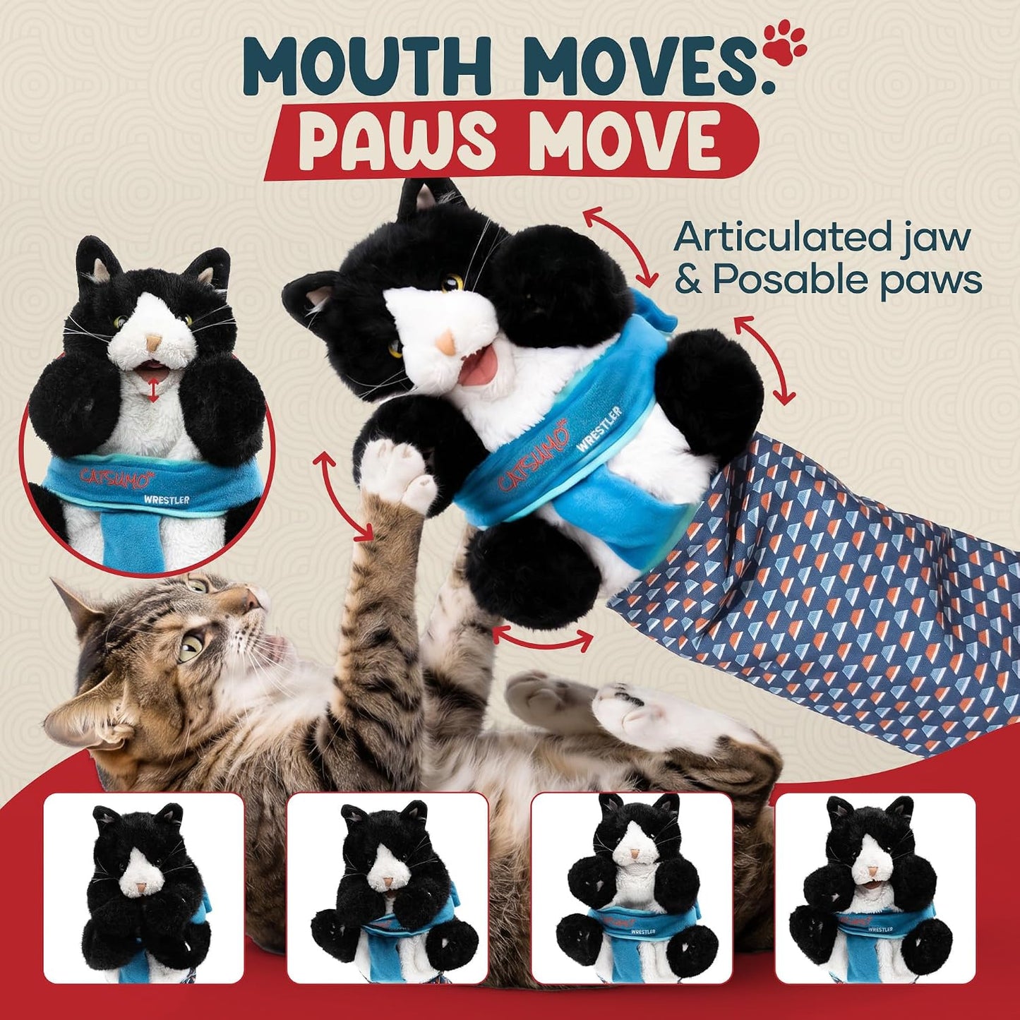 CATSUMO Juguete de marioneta de guante de lucha para gatos, guante...