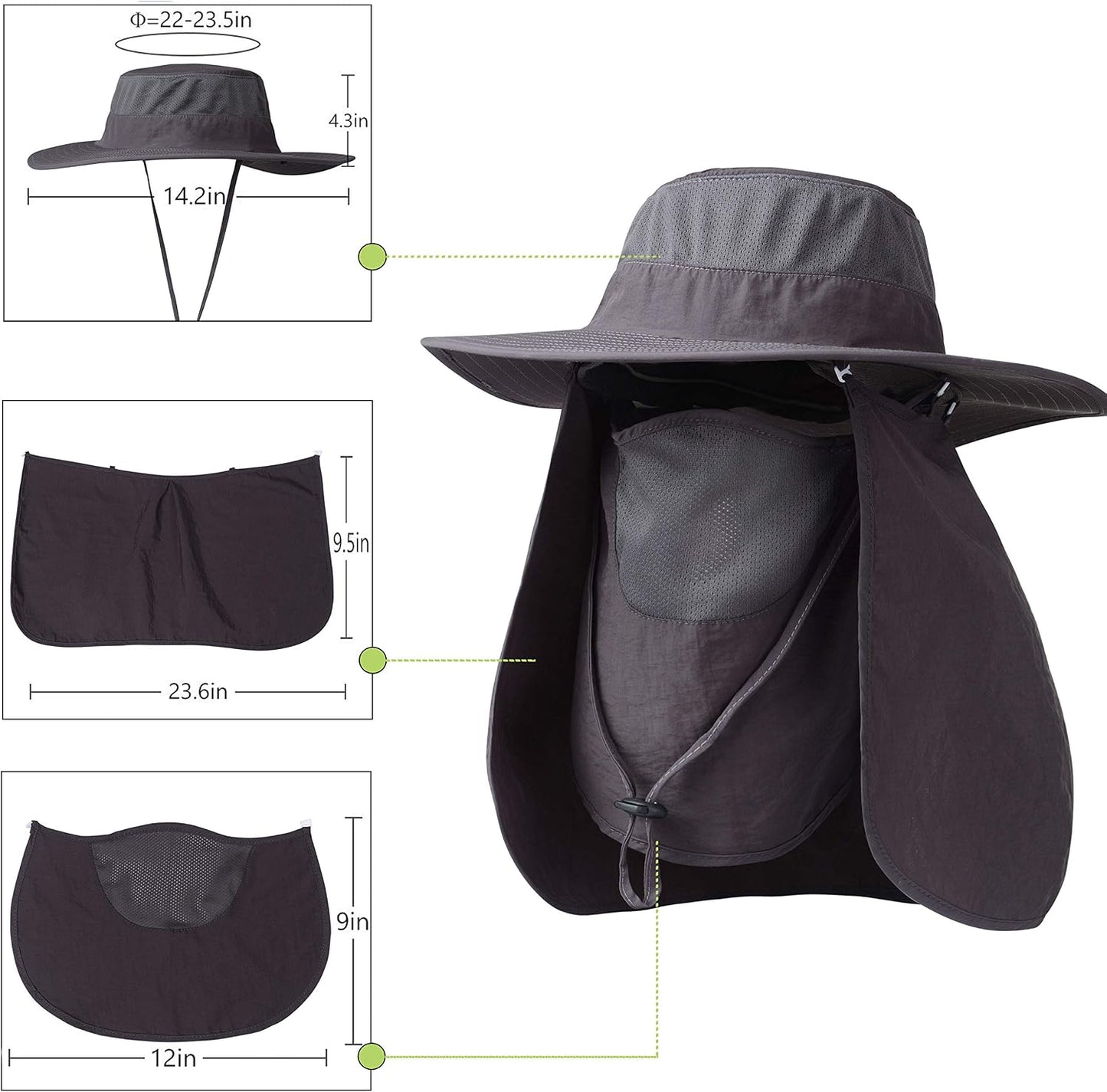 Sombrero de pesca, gorra para el sol con protección solar UPF 50+ y...