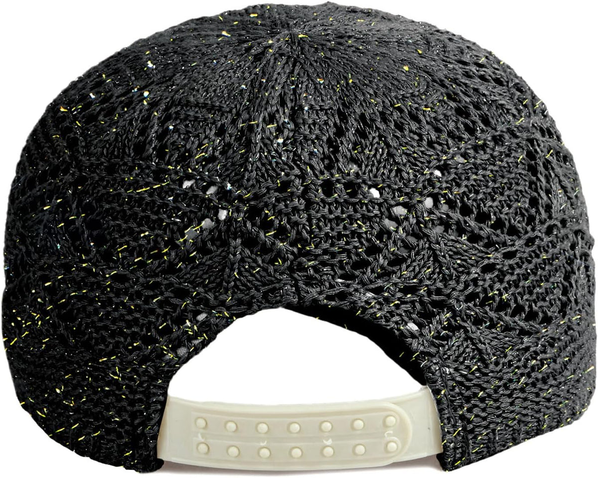 FASHIXD Gorra de béisbol de malla tejida para mujer, de hilo de ver...