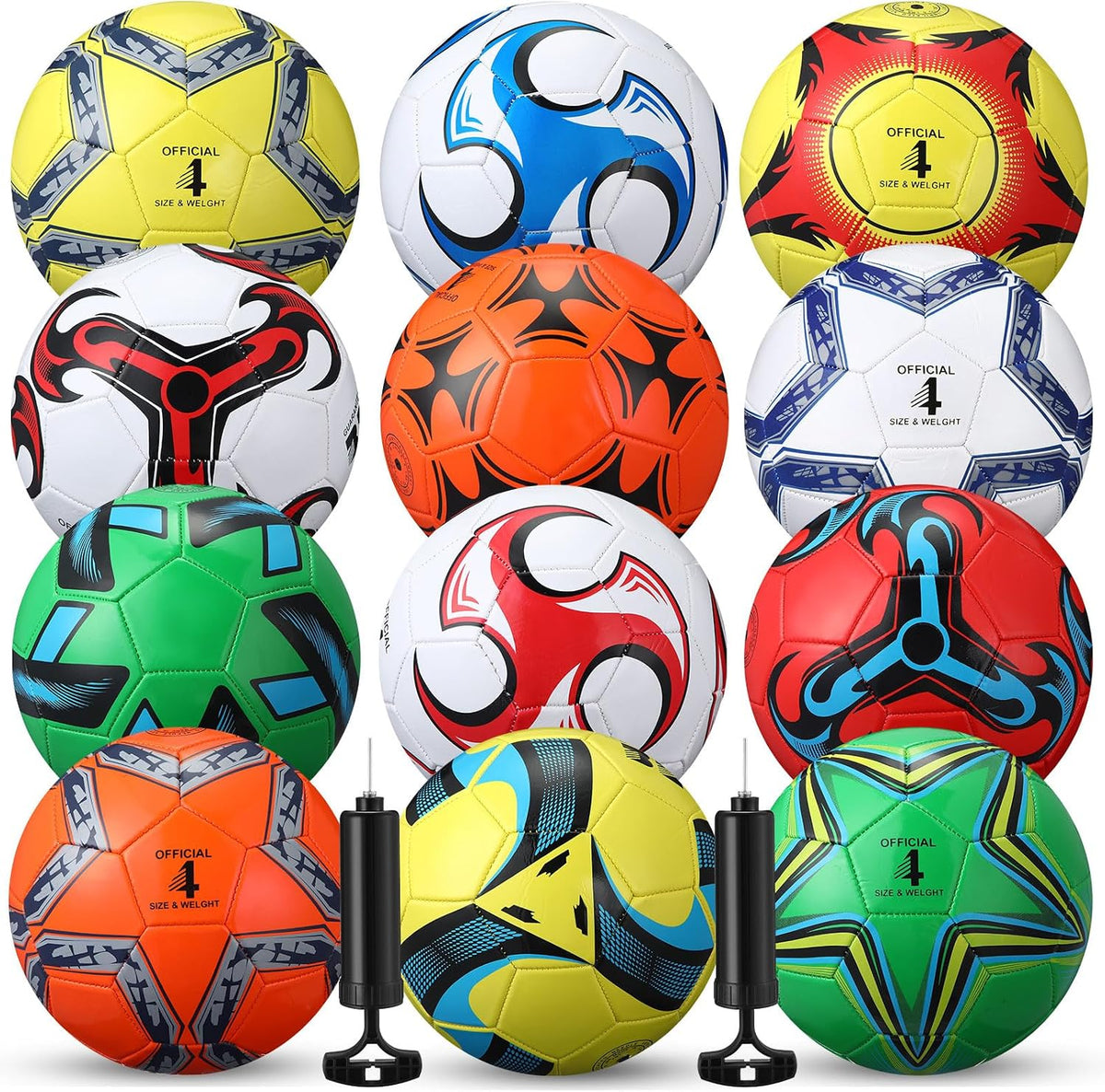 Lunmon 12 pelotas de fútbol a granel con 2 bombas, tamaño oficial,...