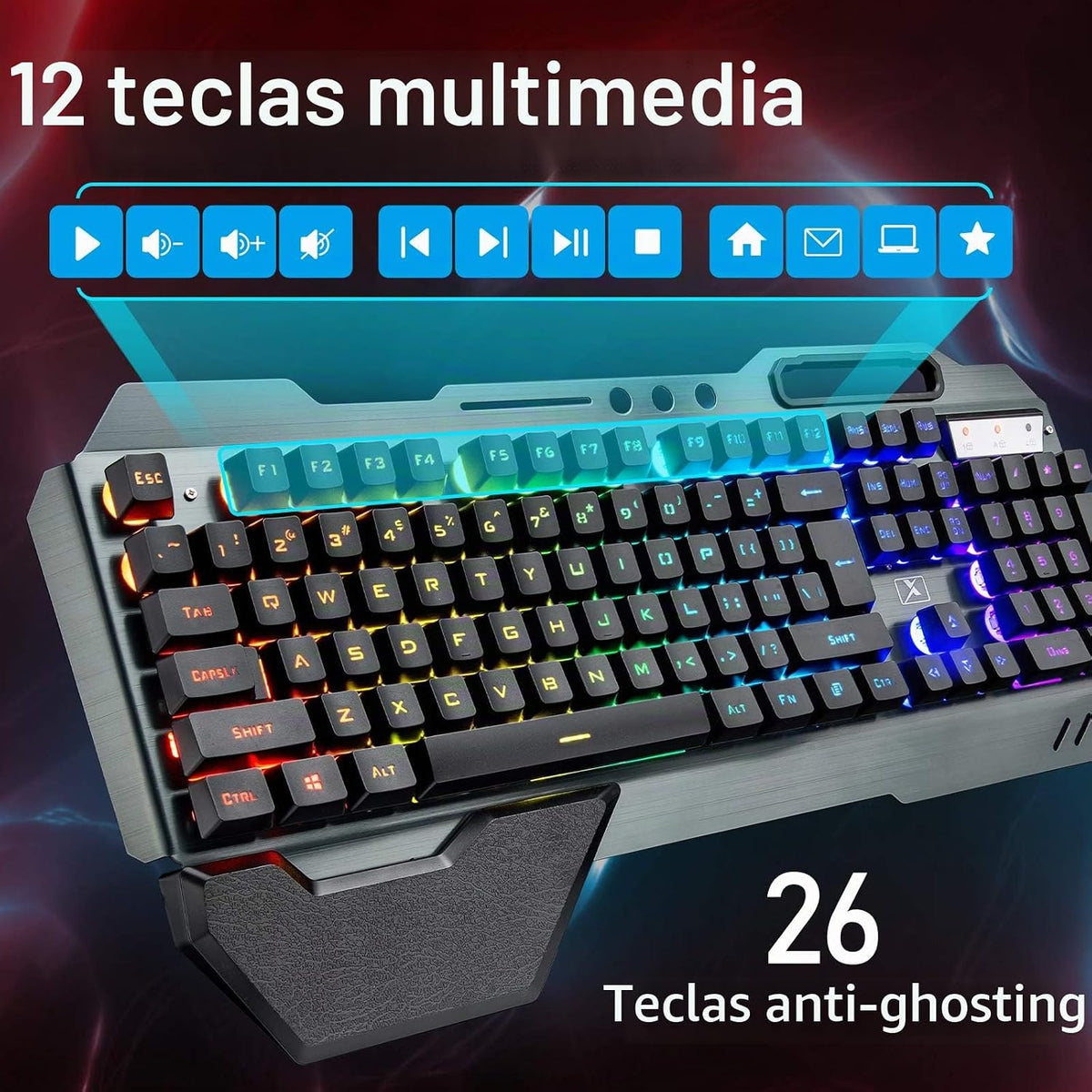 Teclado y ratón inalámbricos para juegos RGB con retroiluminación d...