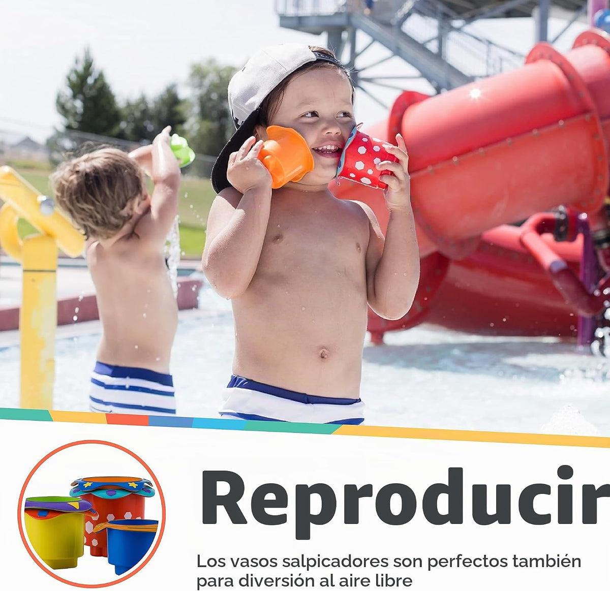 Nuby Tazas para Baño Apilables Splish Splash de 5 Piezas, Juguetes...