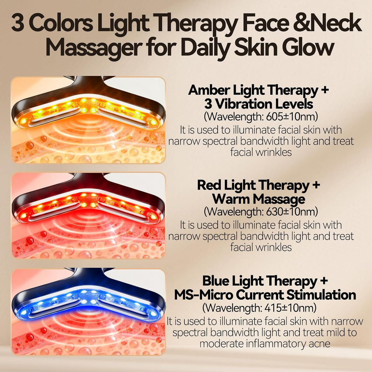 Dispositivo de belleza facial de microcorriente, terapia de luz roj...