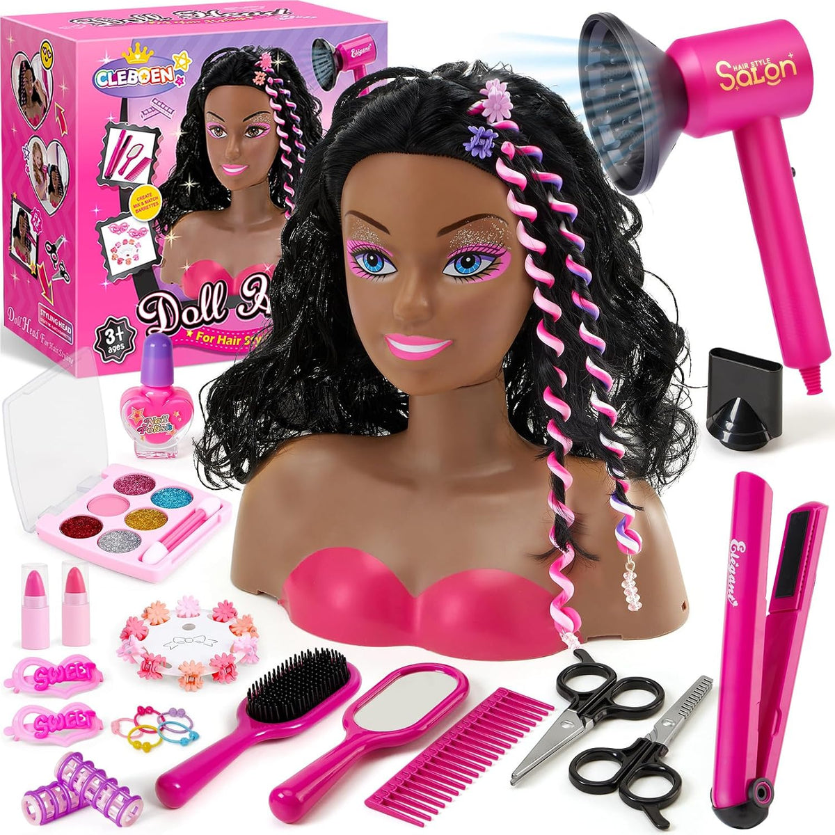 Cleboen Kit de Maquillaje y Peinado para Muñecas para Niñas, 35 Pie...