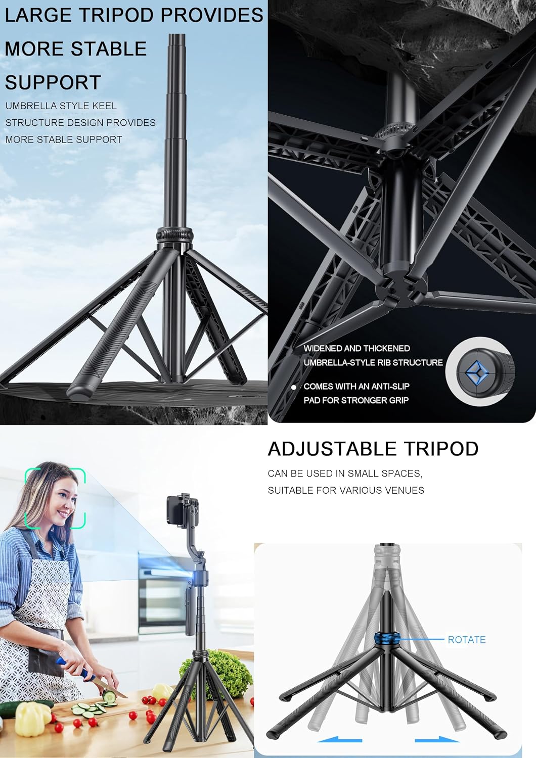 Sallnoy Trípode de seguimiento facial automático con luz y control...