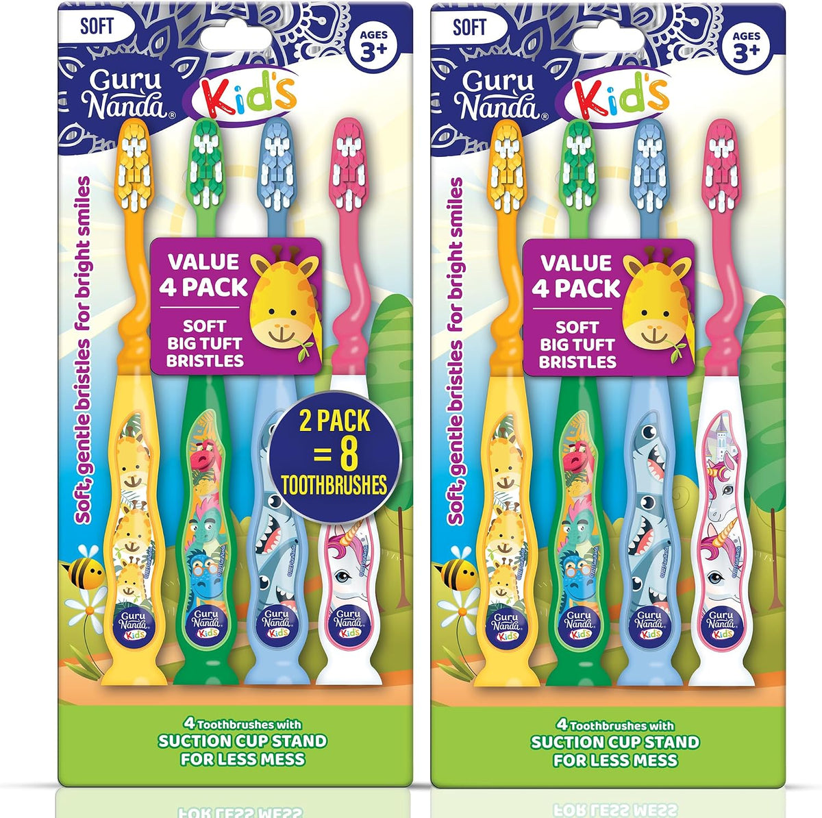 GuruNanda Cepillo de dientes para niños con ventosa y divertidos di...