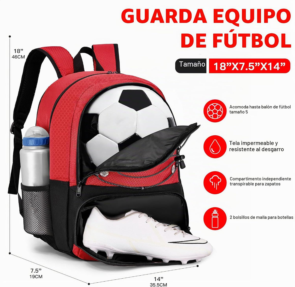 Hsmihair - Mochila de fútbol juvenil - Mochila para fútbol y balonc...