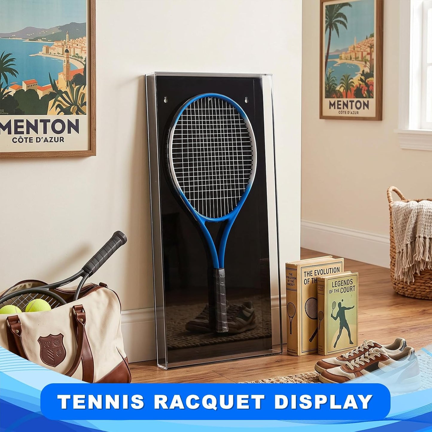 Wesiti Raqueta de tenis acrílica transparente negra para montaje en...