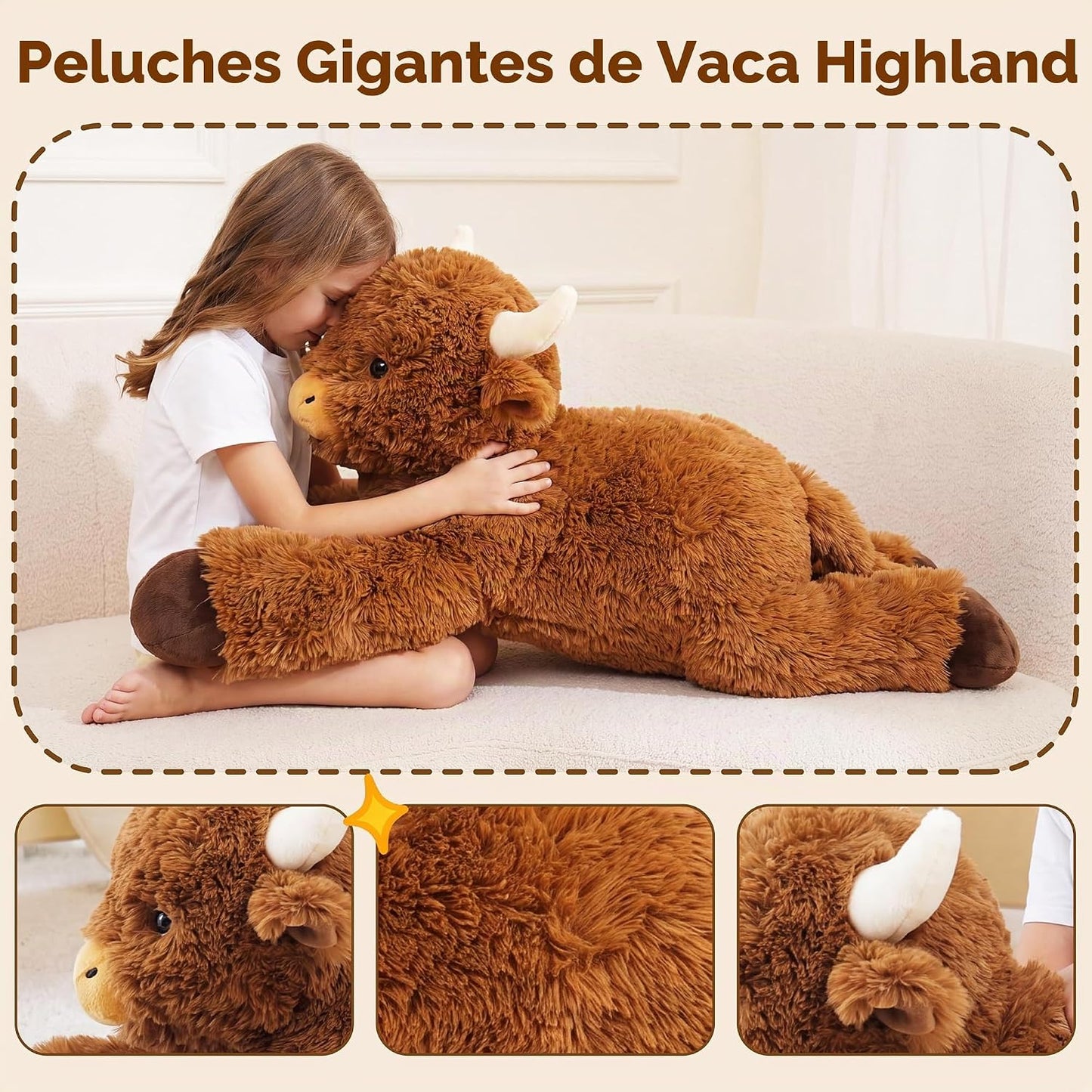 Jrystar Animales de peluche gigantes de la vaca de las tierras alta...