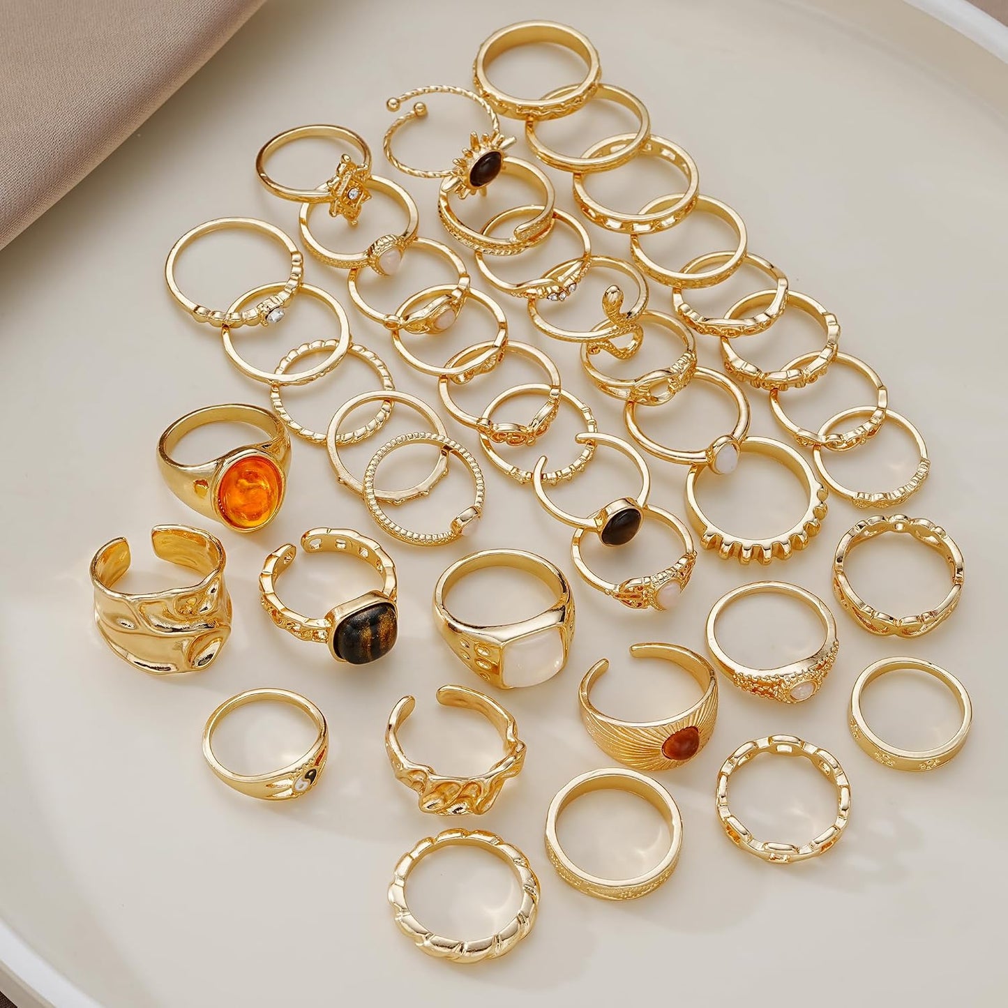 YEEZII Juego de 68 anillos para nudillos, dorados, para mujeres, ap...