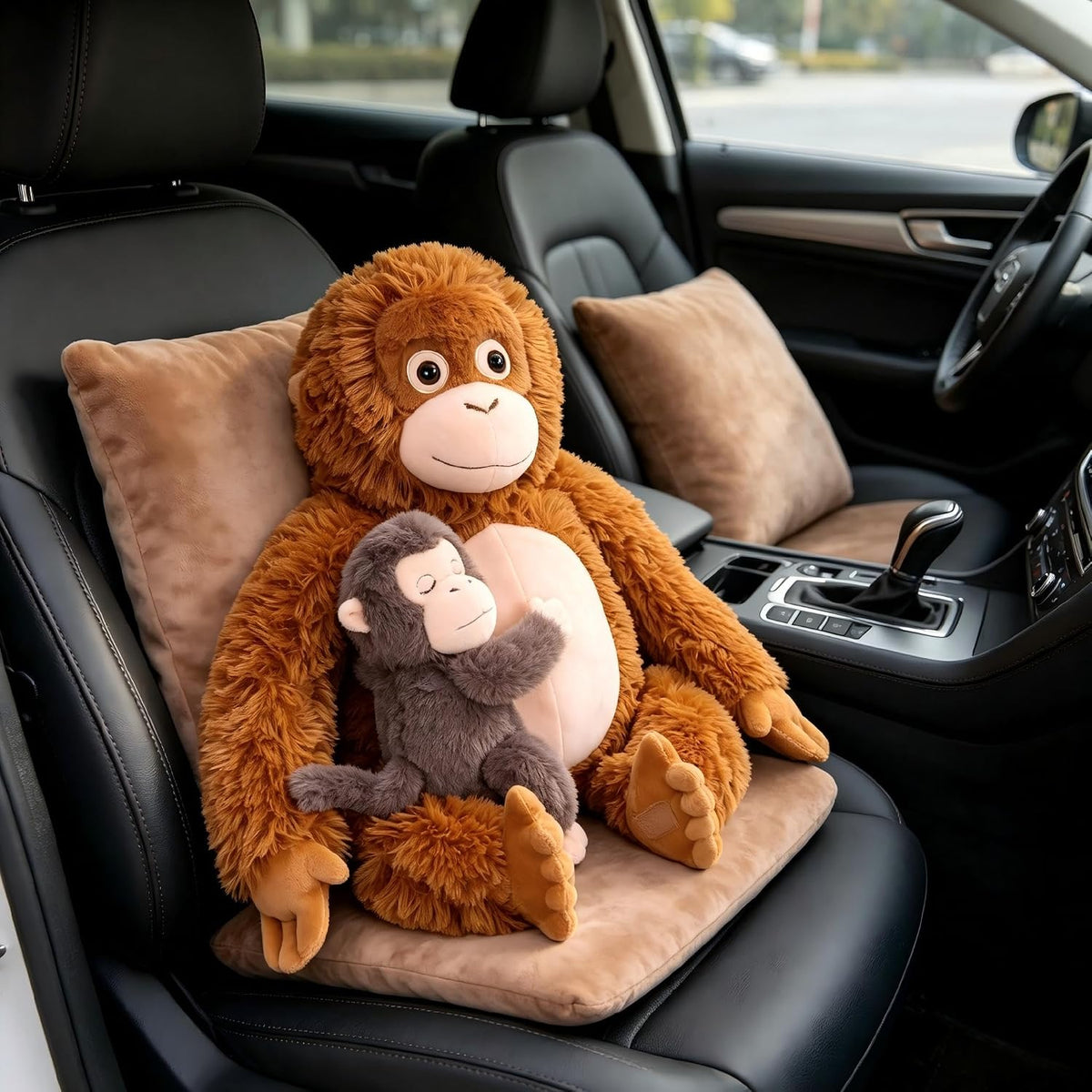 Karoeiwa 2 piezas de mono de peluche mamá con bebé familia de peluc...