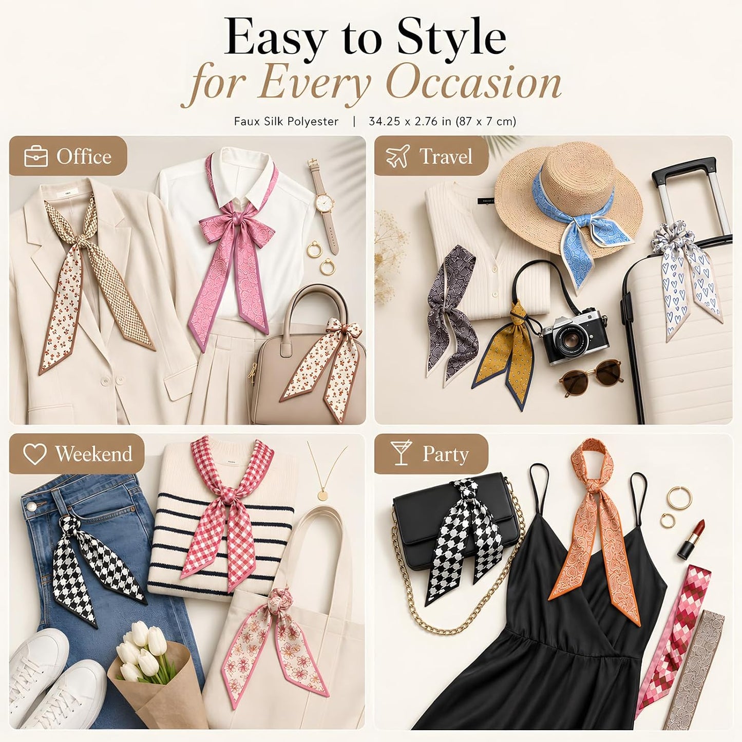 24 piezas de bufandas de moda para mujer, bufandas multifuncionales...