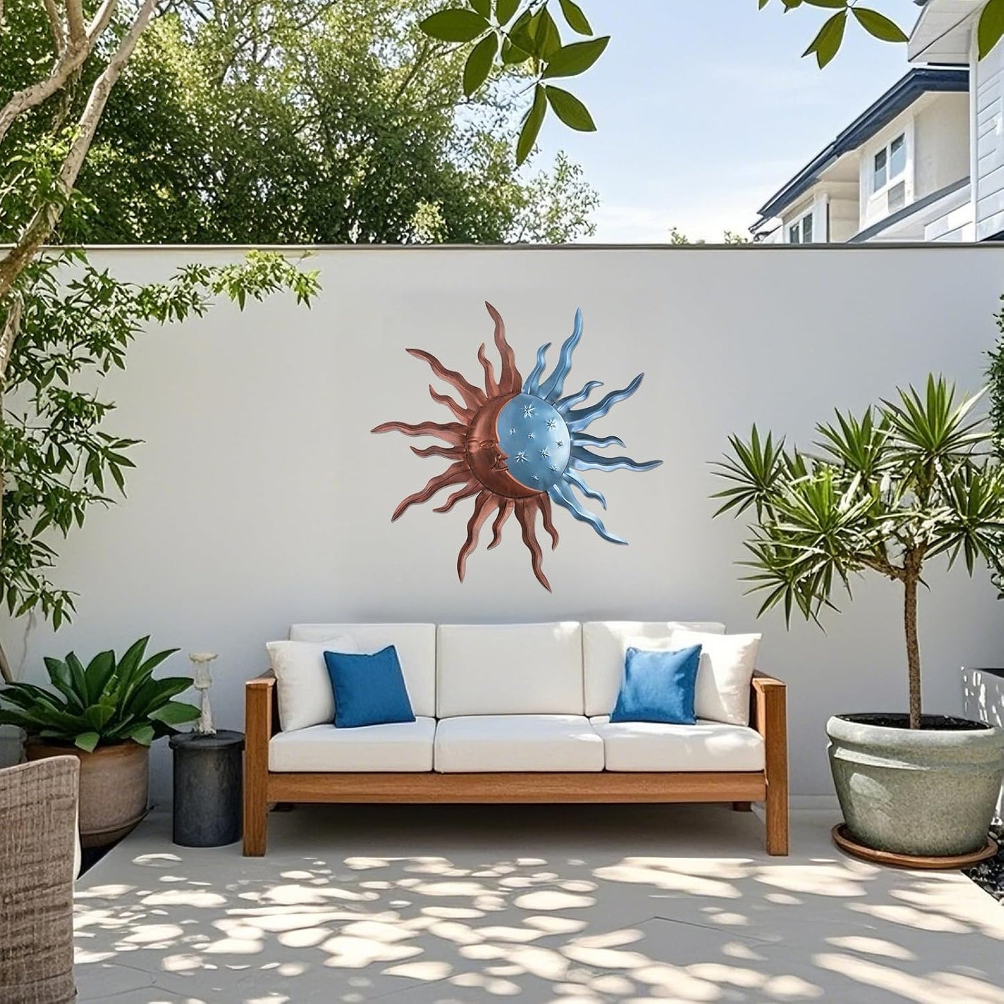 VZVXCC Arte Decorativo de Pared Exterior de Metal Sol - Tamaño Más...