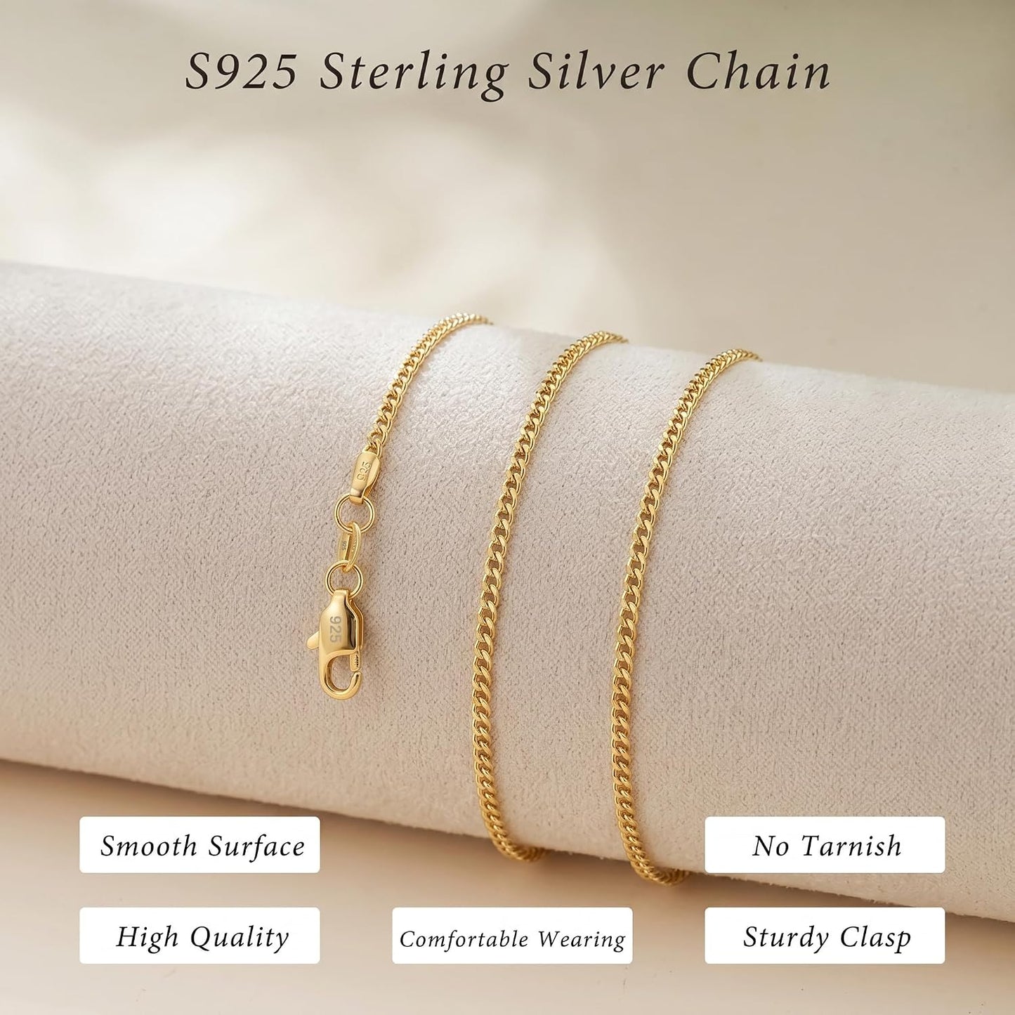 BLThing Collar de cadena de plata de ley S925 para mujer, cadena de...