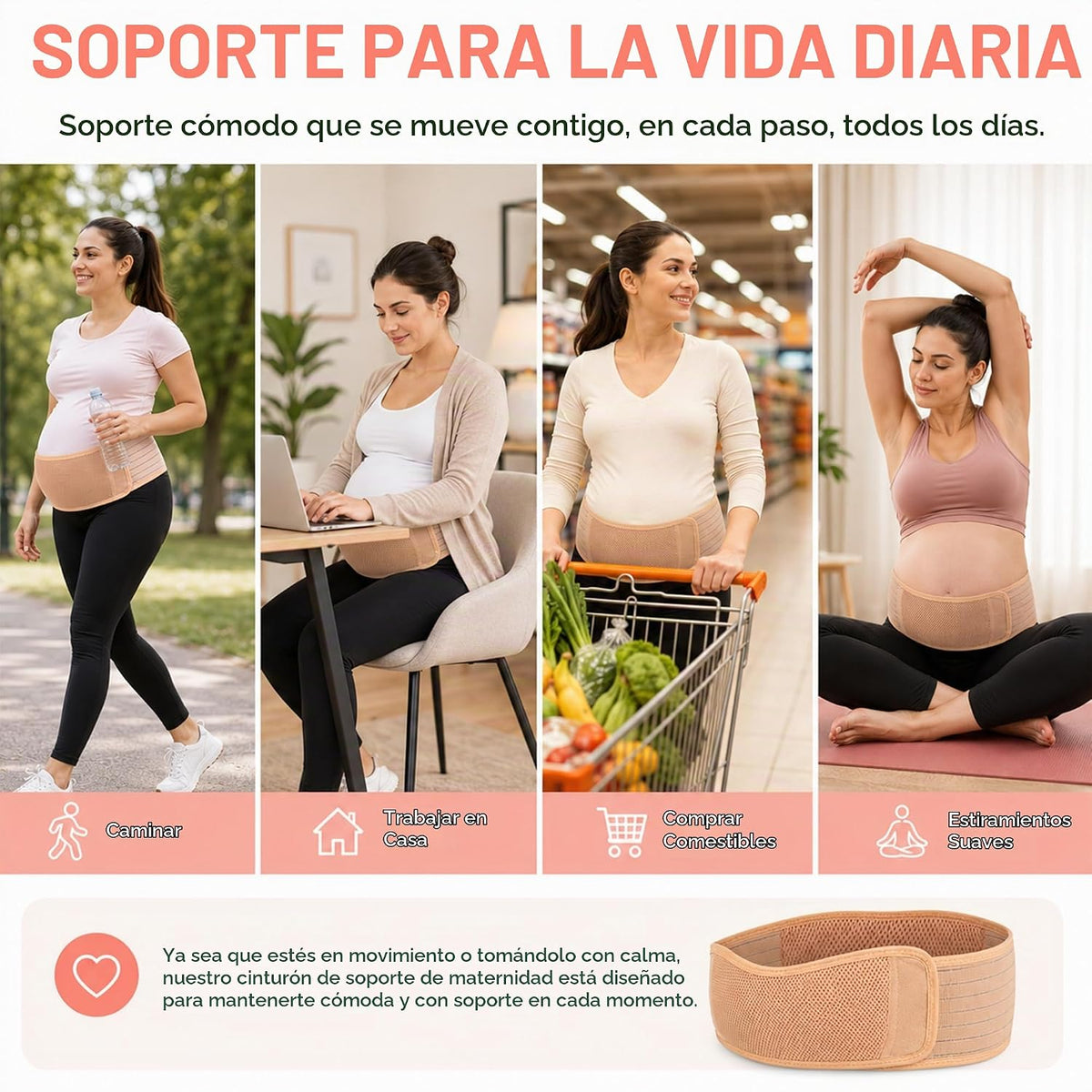 AZMED Cinturón de maternidad con soporte para la espalda - Faja abd...