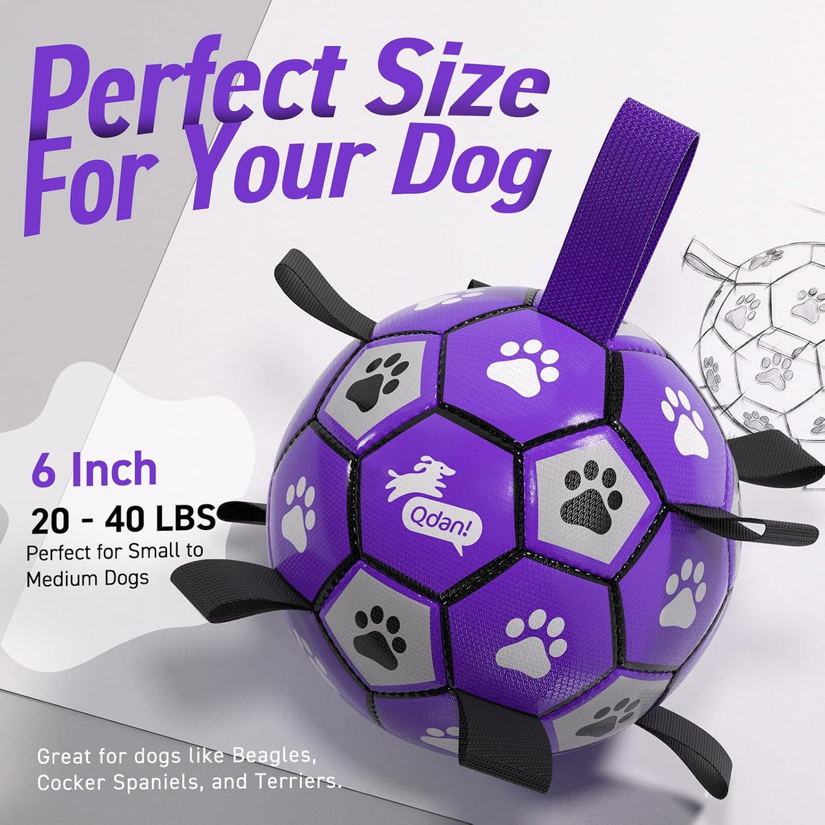 QDAN Juguetes para Perros Pelota de Fútbol con Correas - Juguete de...
