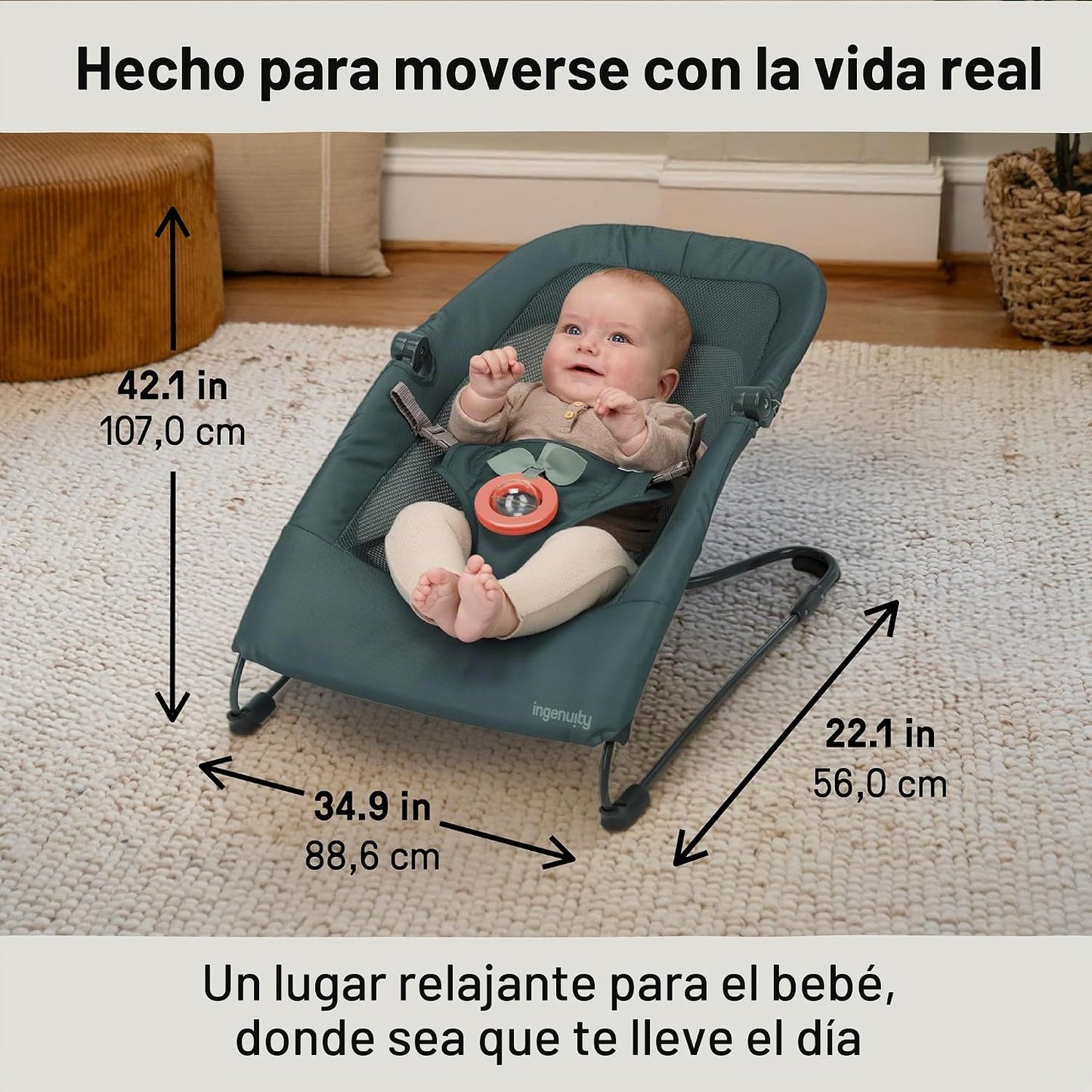 Ingenuity Stow &amp; Go - Portabebés plegable compacto, asiento por...