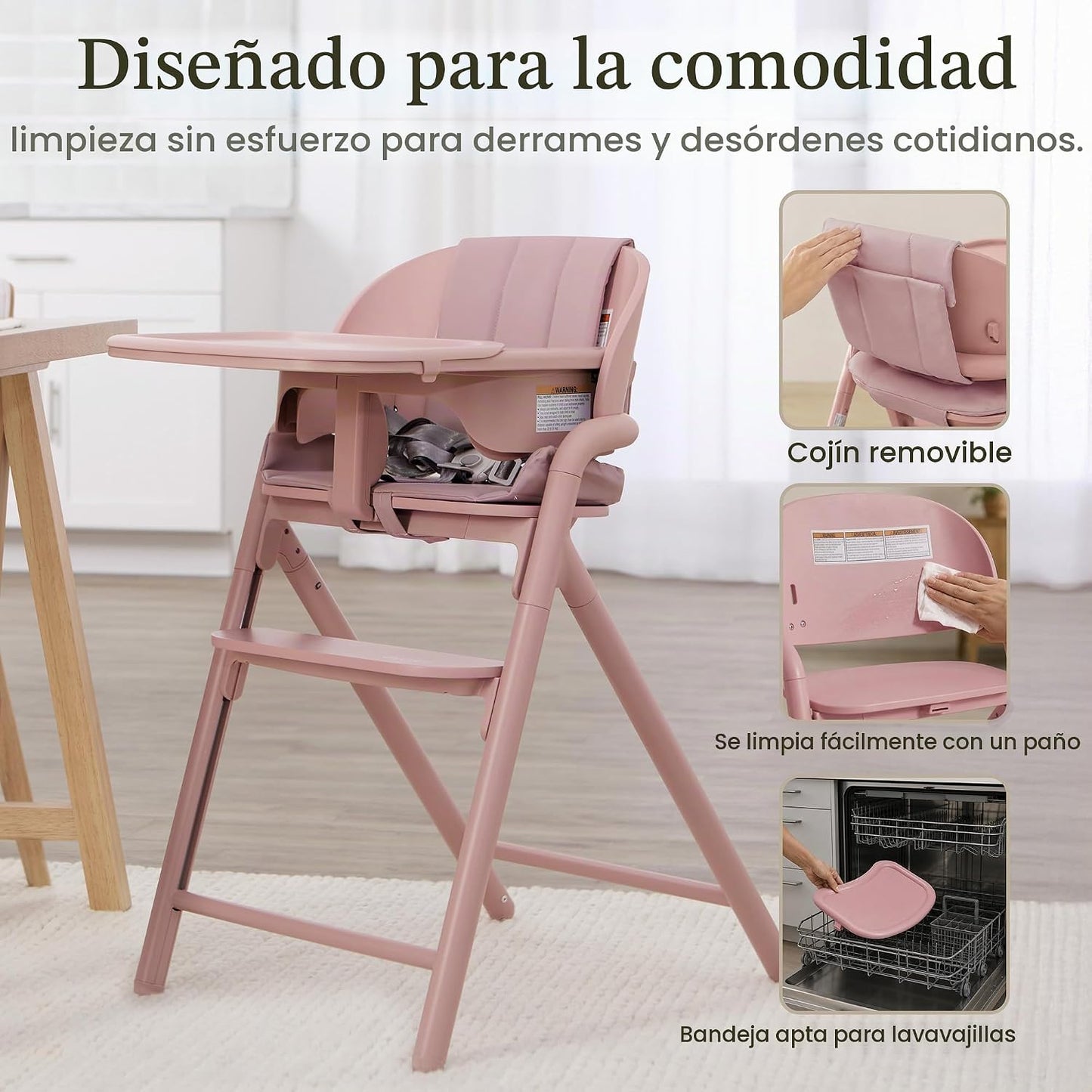 Evolur Step and Savor - Silla alta convertible de madera para bebé,...