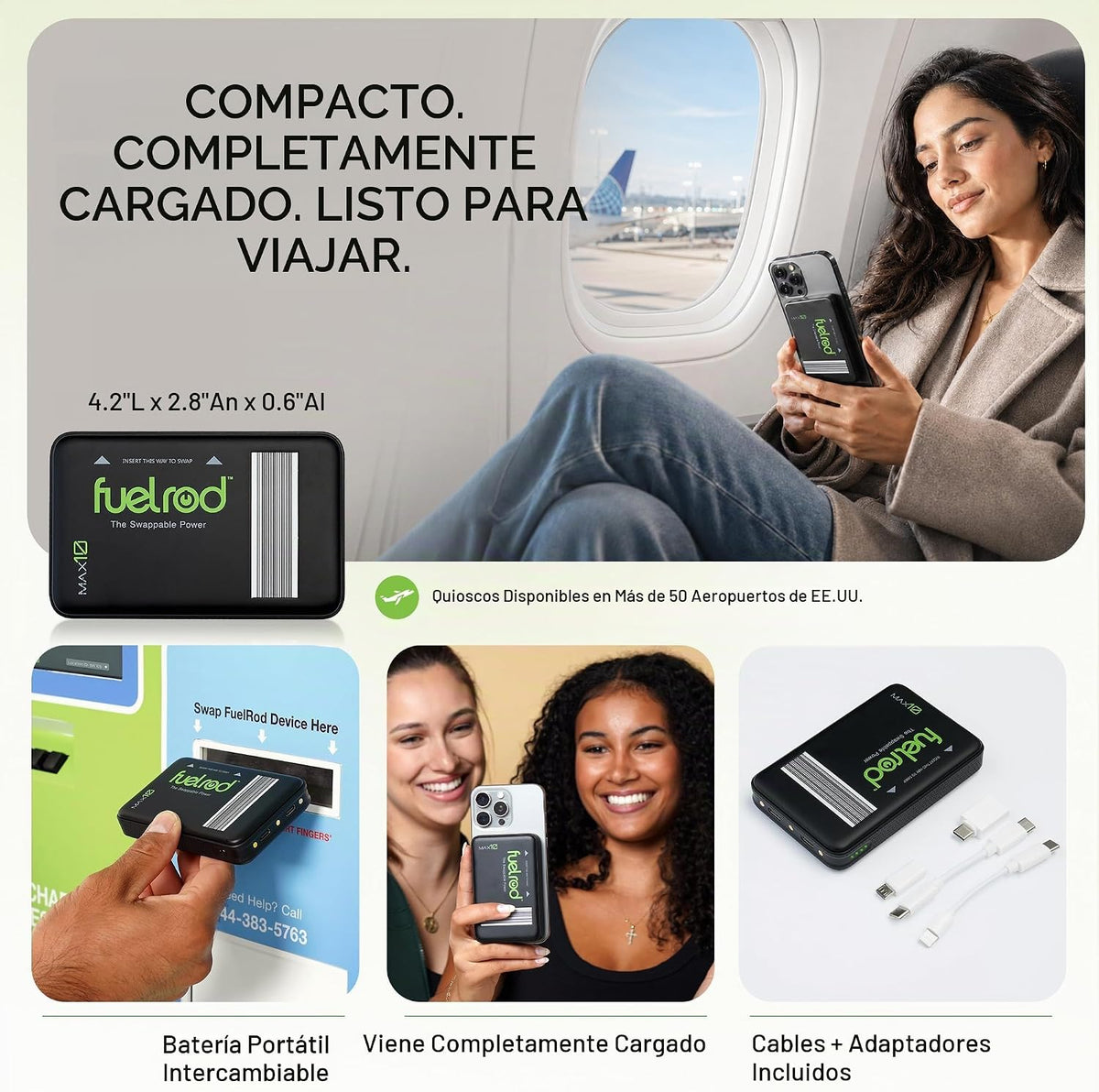 FuelRod Cargador de energía intercambiable MAX10 | Batería USB-C de...