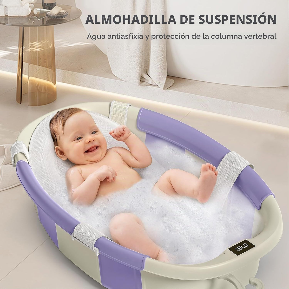 Bañera plegable para recién nacidos a niños pequeños de 0 a 36 mese...