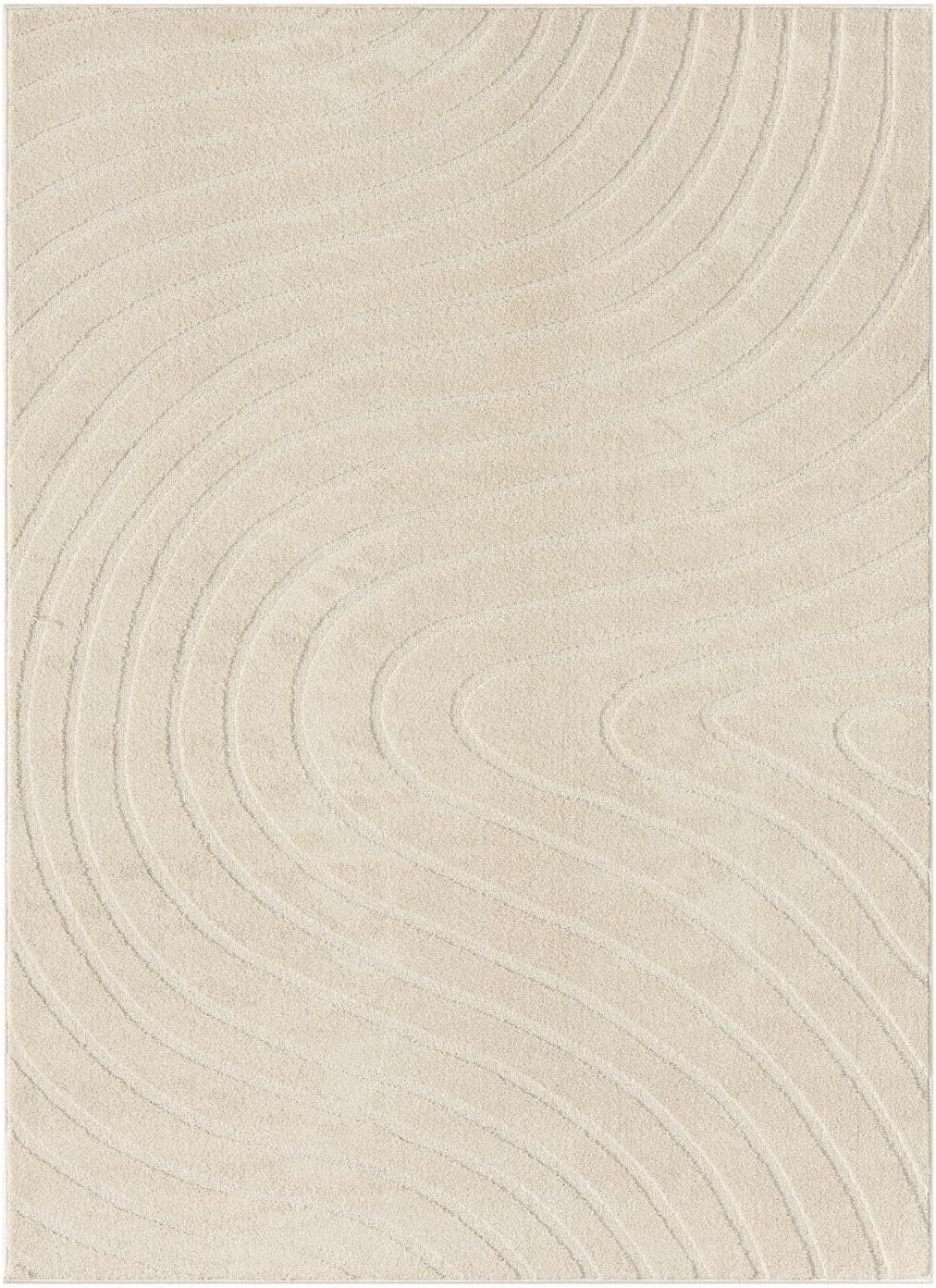 LUXE WEAVERS Alfombra de Área Moderna Geométrica de Ondas Crema 4x6