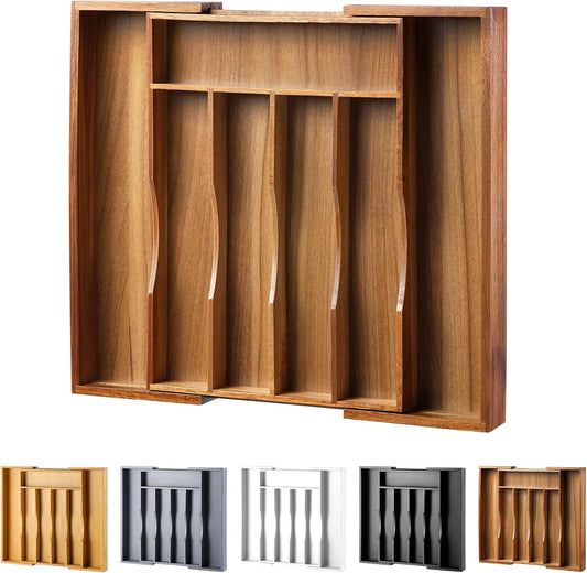 Oridom - Organizador de cajones extensible de acacia para cubiertos...