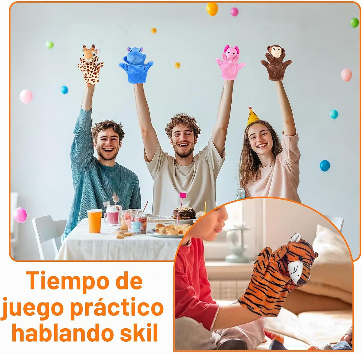 Juego de marionetas de mano de 6 piezas de marionetas de peluche an...