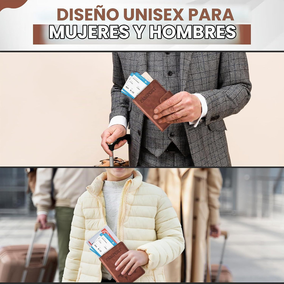 Soporte para pasaporte para artículos esenciales de viaje, funda ti...