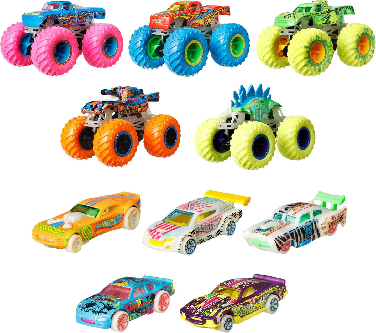 Hot Wheels Toy Monster Trucks - Paquete de 10 vehículos a escala 1:...