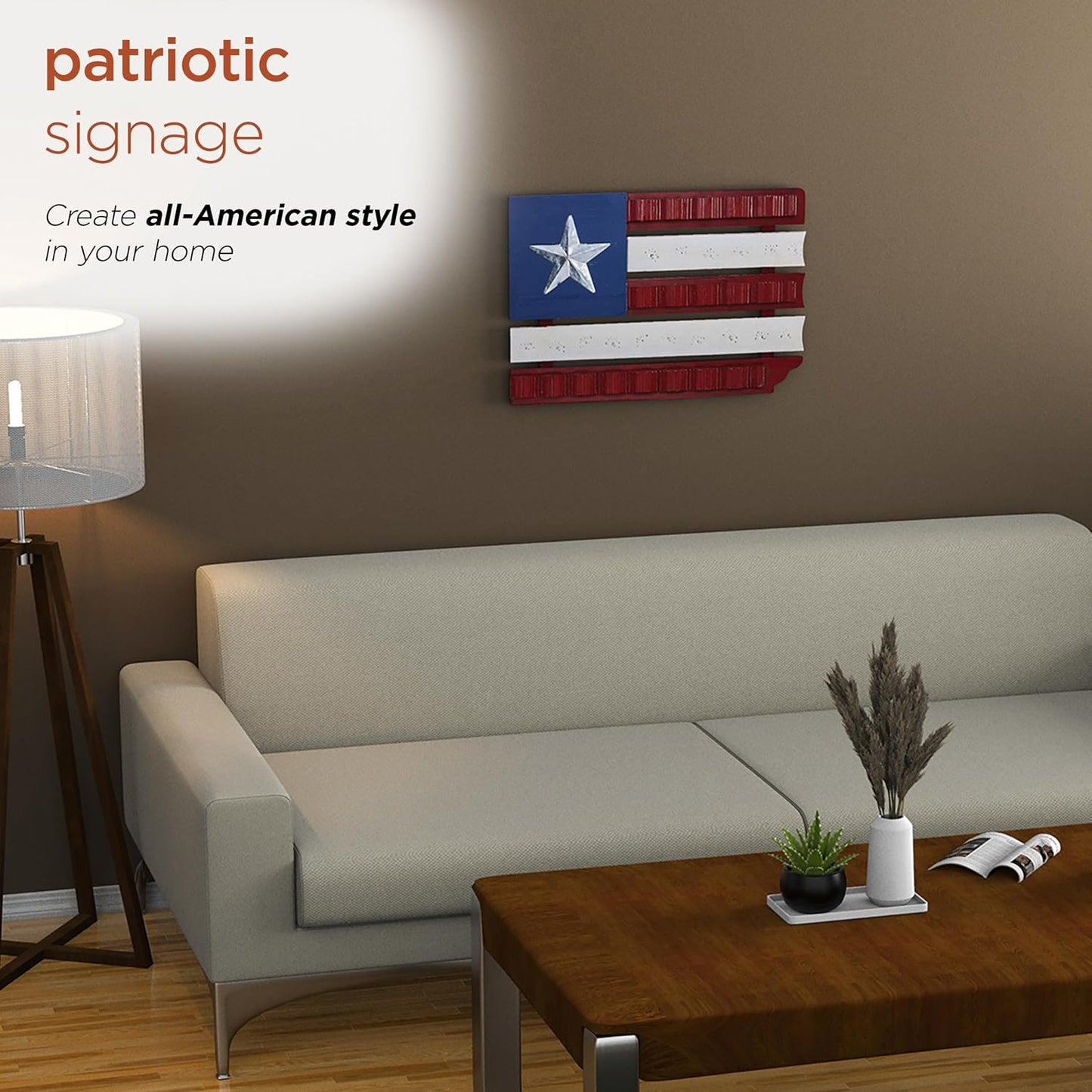 Alpine Corporation IAR160 - Arte de pared de bandera americana de m...